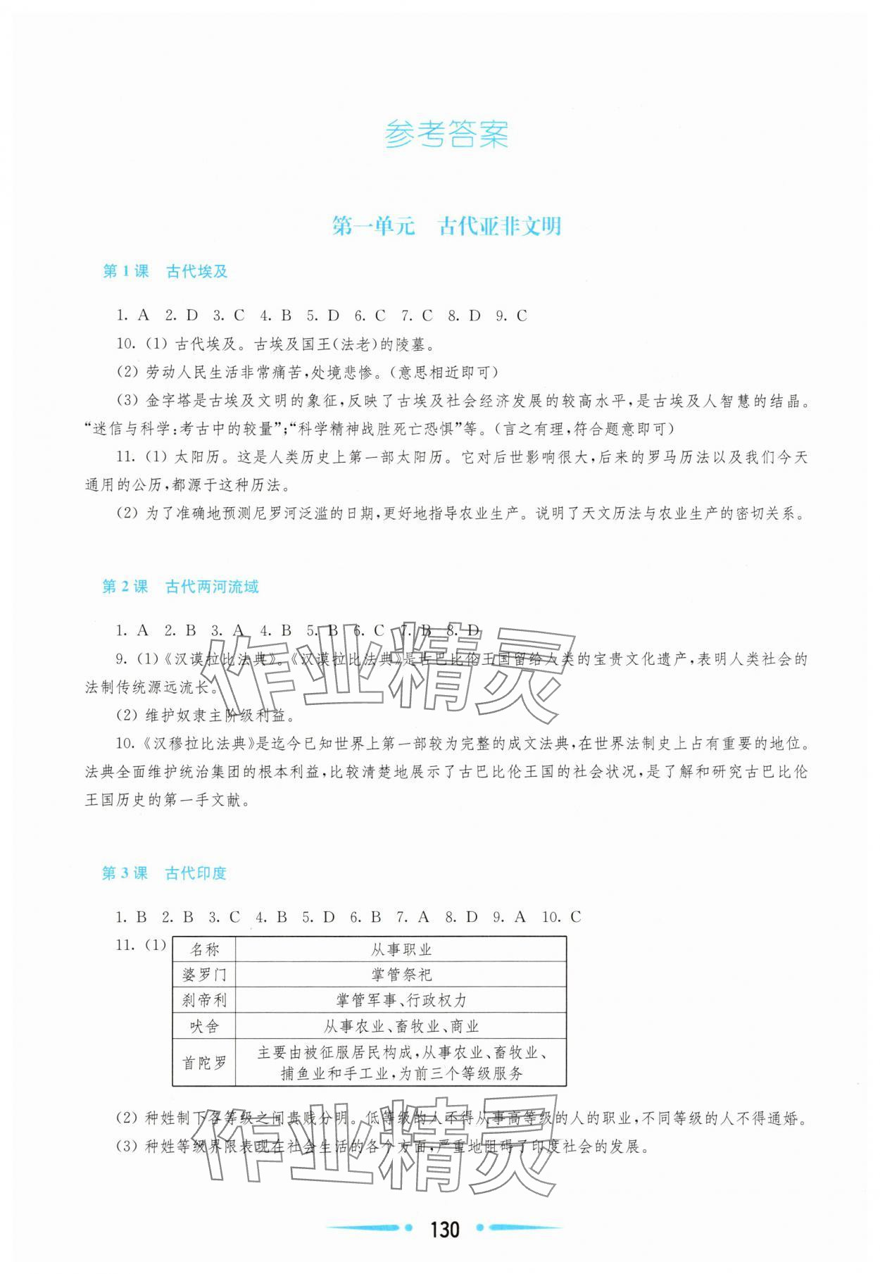 2025年新课程学习指导九年级世界历史上册人教版 参考答案第1页