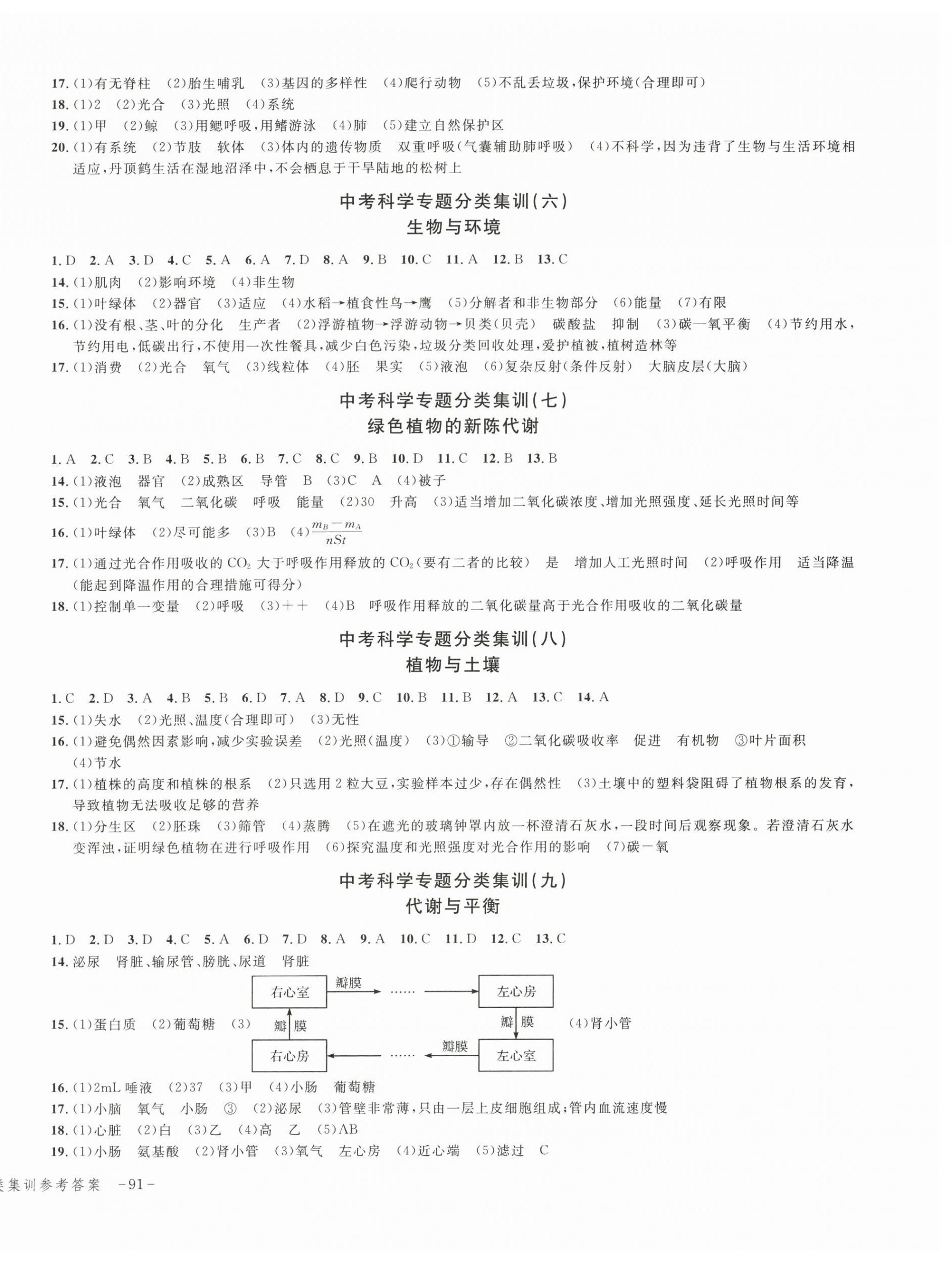 2024年學而優(yōu)中考專題分類集訓科學 參考答案第2頁