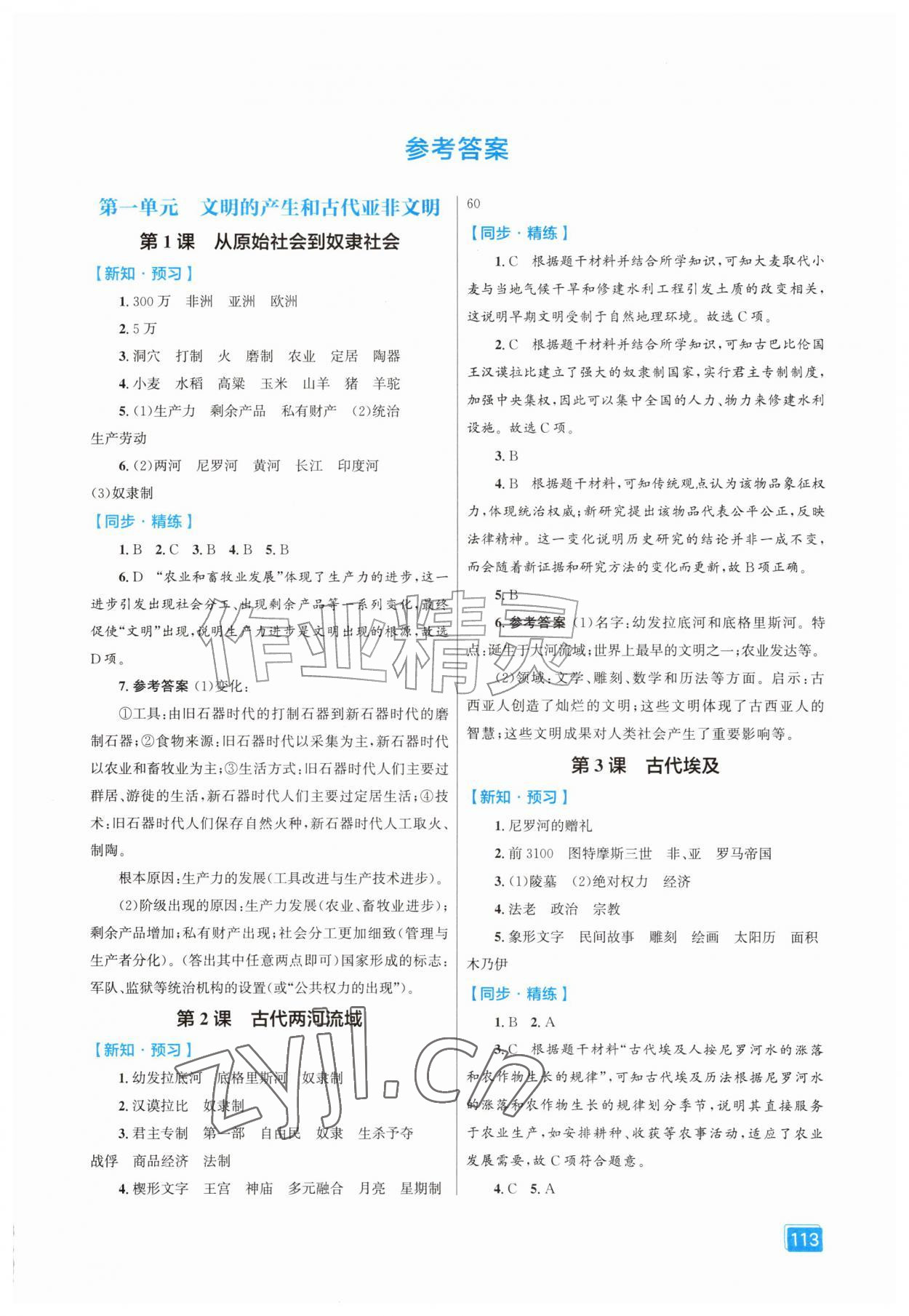 2026年同步全效学案九年级历史上册人教版&nbsp;第1页