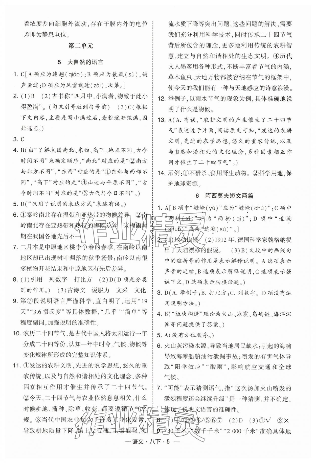 2025年经纶学典课时作业八年级语文下册人教版 第5页