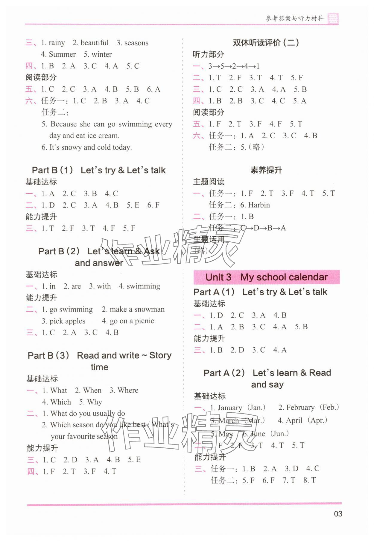 2025年木頭馬分層課課練五年級英語下冊人教版 參考答案第3頁