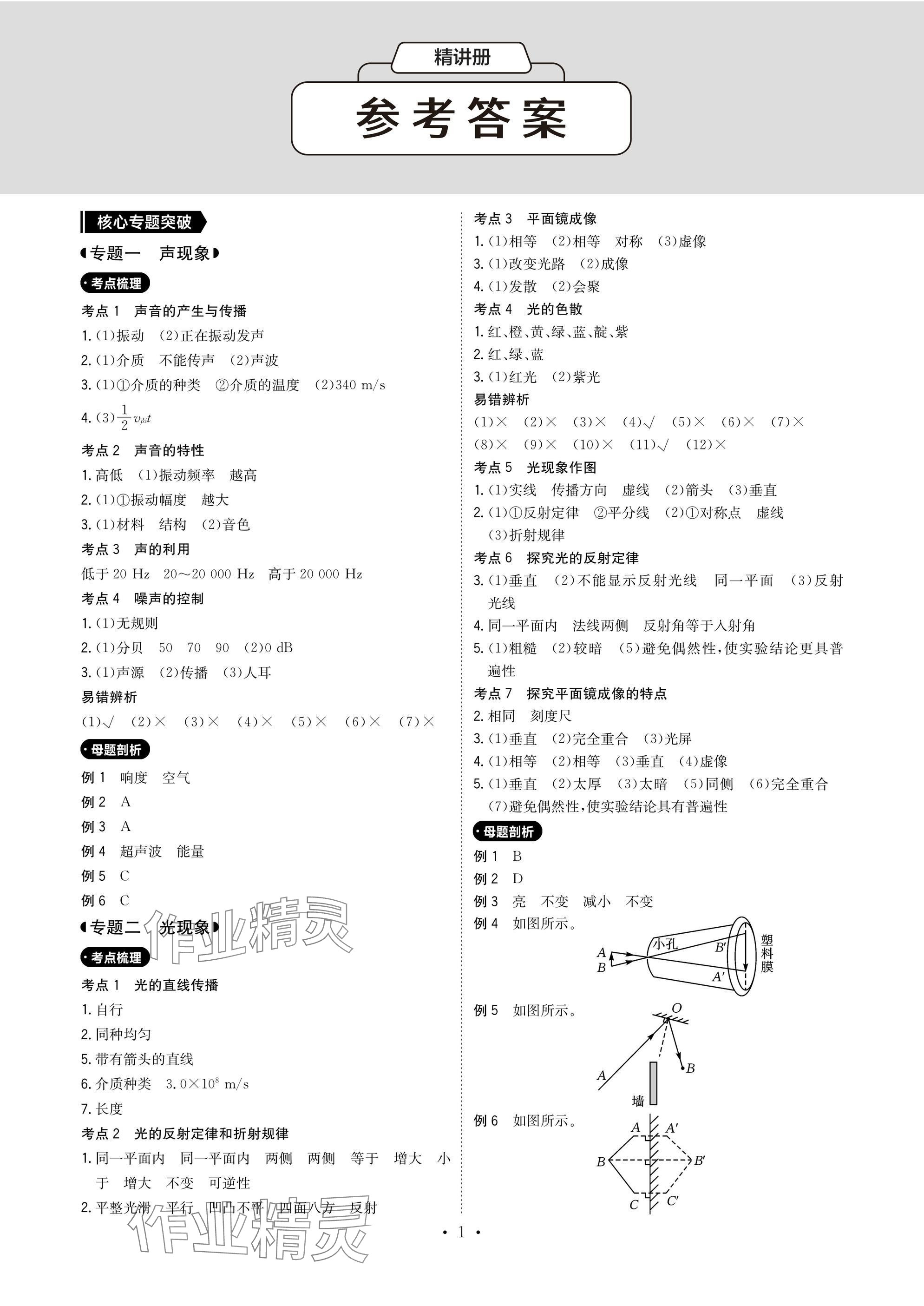 2025年新中考優化方案物理 參考答案第1頁