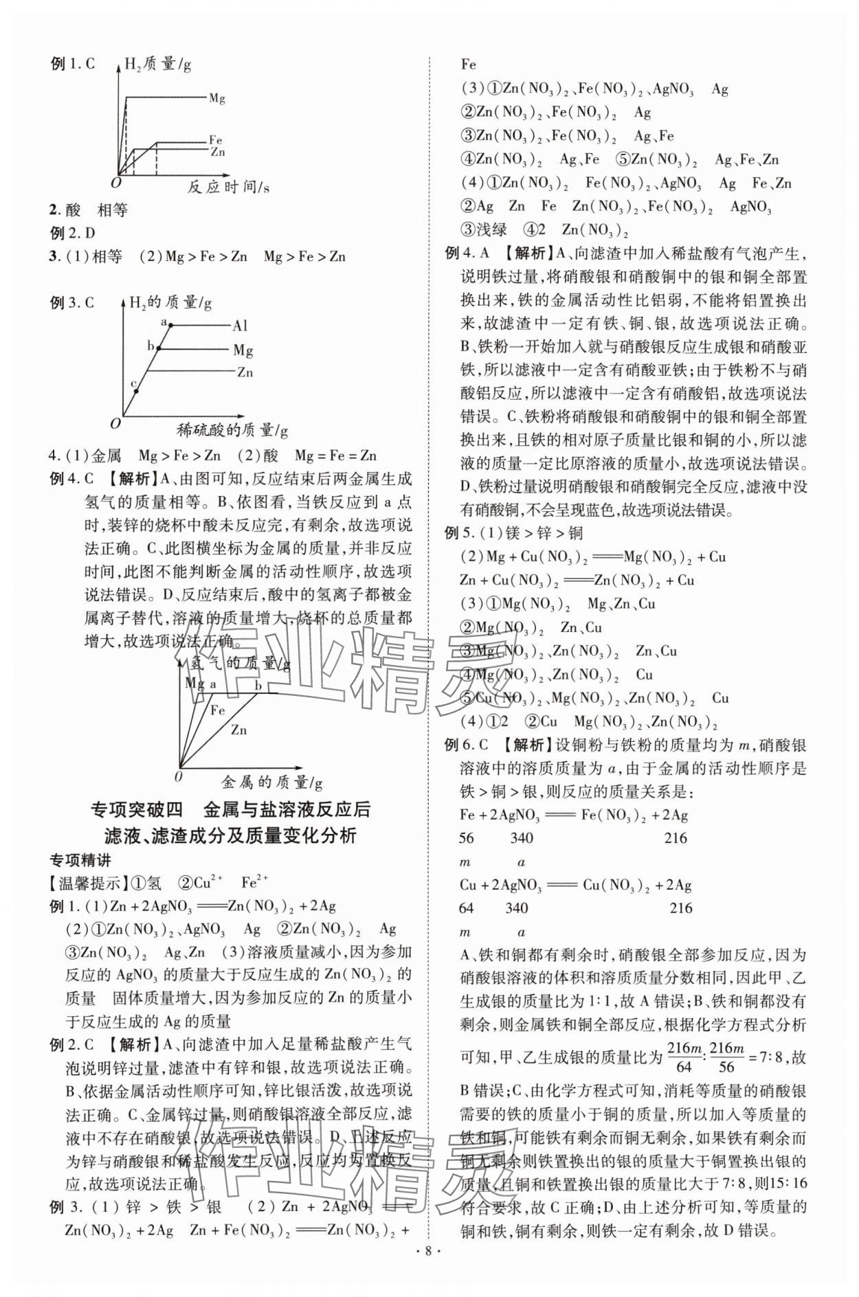2025年中考必備云南美術出版社化學貴州專版 參考答案第8頁