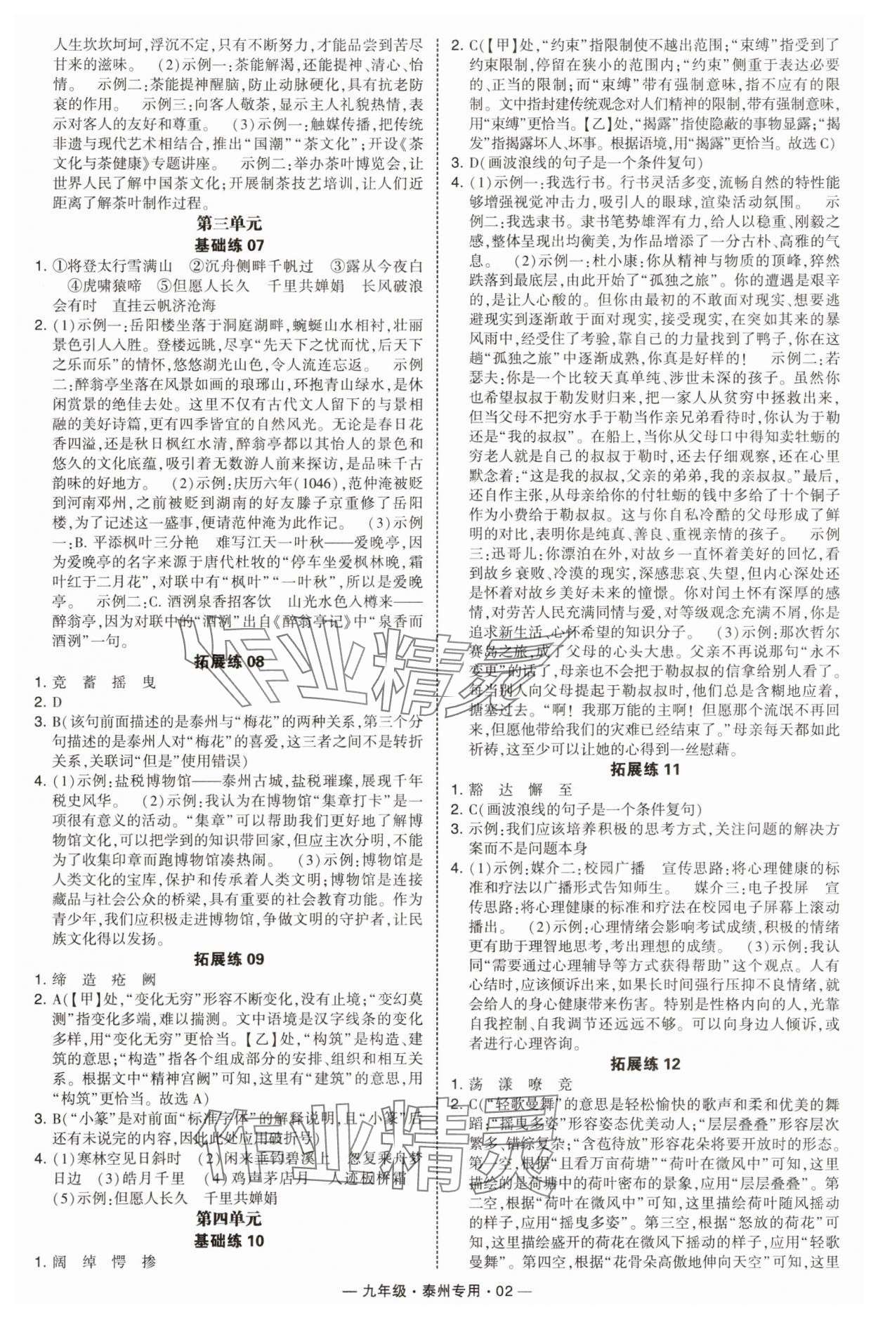 2025年學(xué)霸組合訓(xùn)練九年級(jí)語文全一冊(cè)人教版泰州專版 第2頁