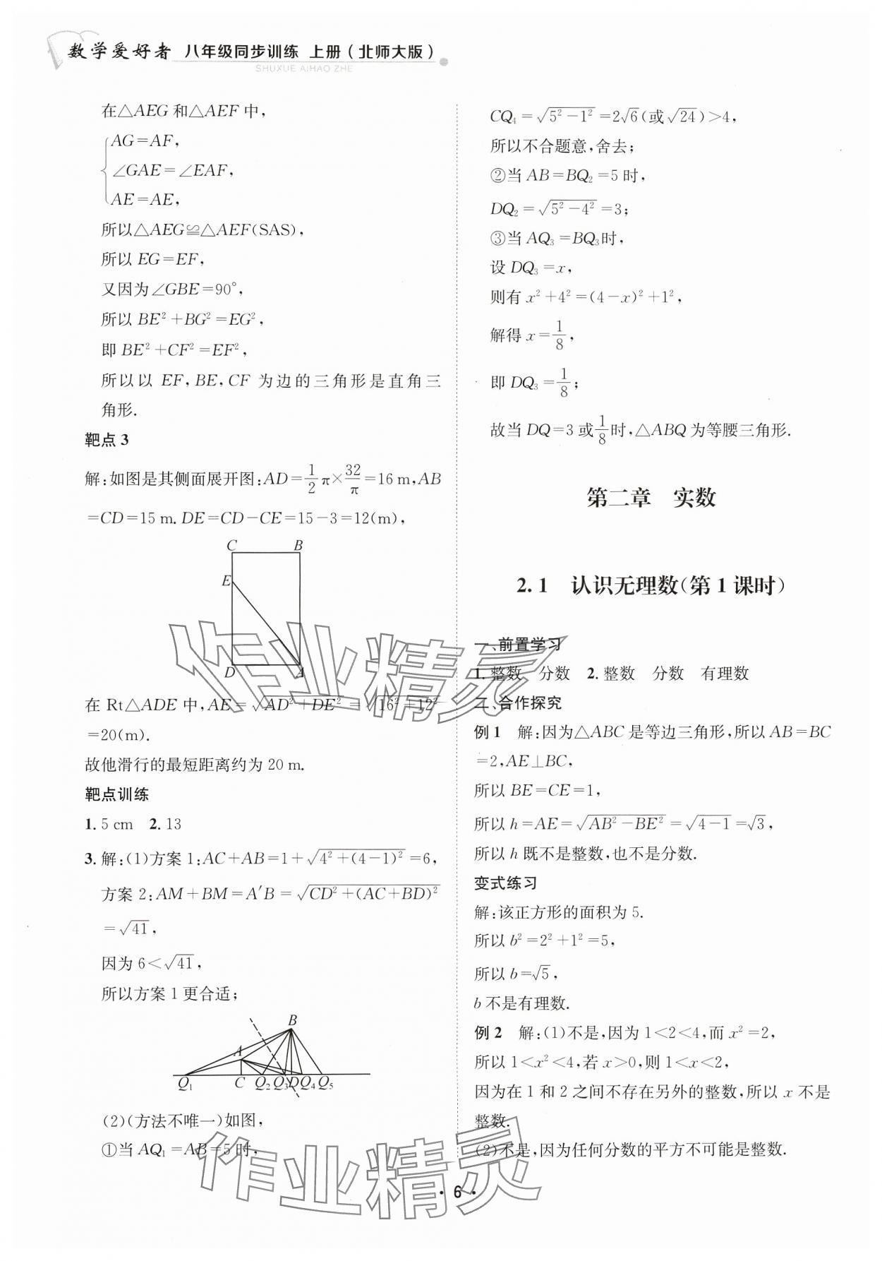 2023年数学爱好者同步训练八年级上册北师大版 参考答案第6页