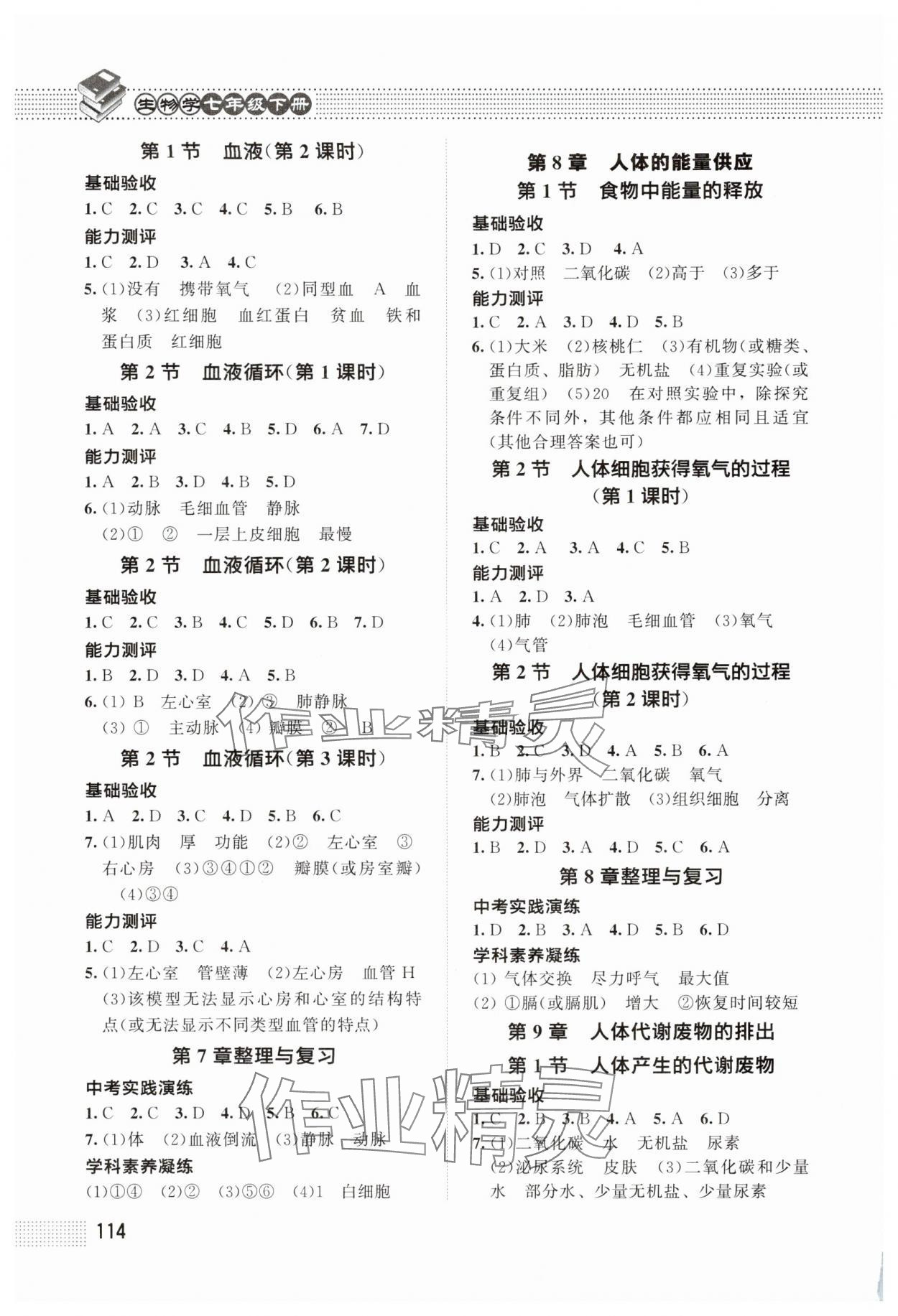 2025年课堂精练七年级生物下册北师大版湖北专版 第2页