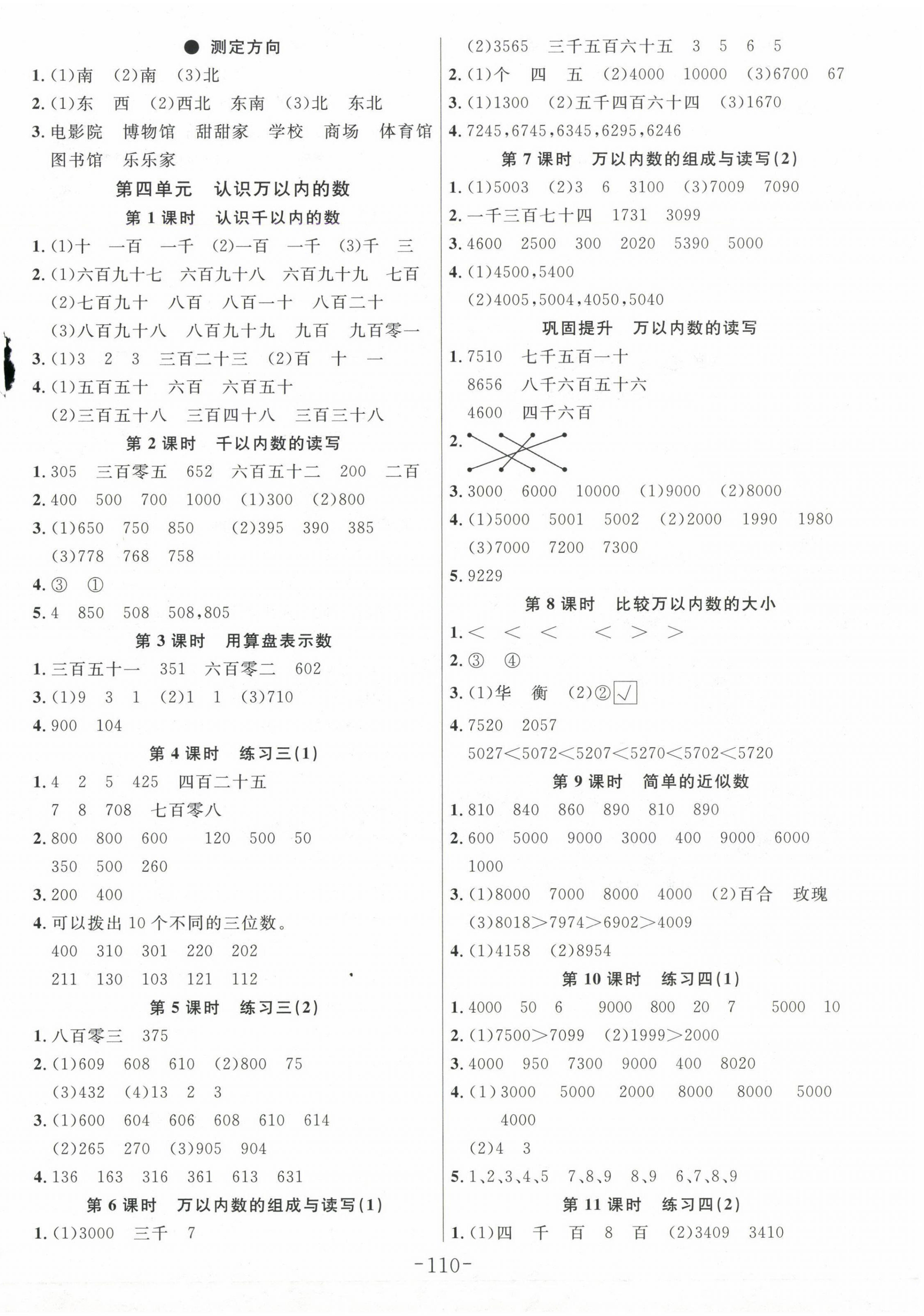 2025年小狀元隨堂作業二年級數學下冊蘇教版 參考答案第2頁