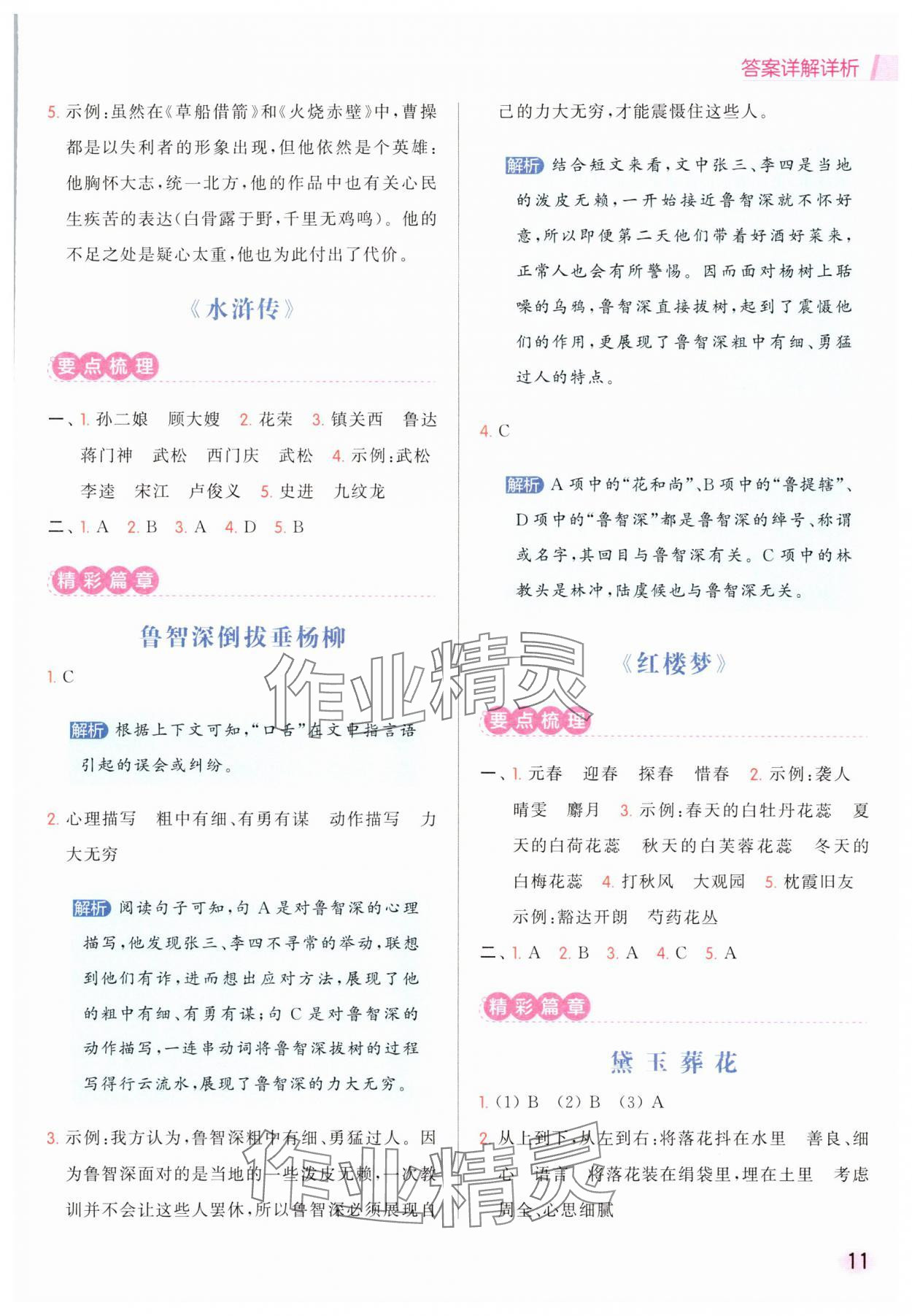 2025年亮點給力同步閱讀五年級語文下冊人教版 參考答案第11頁