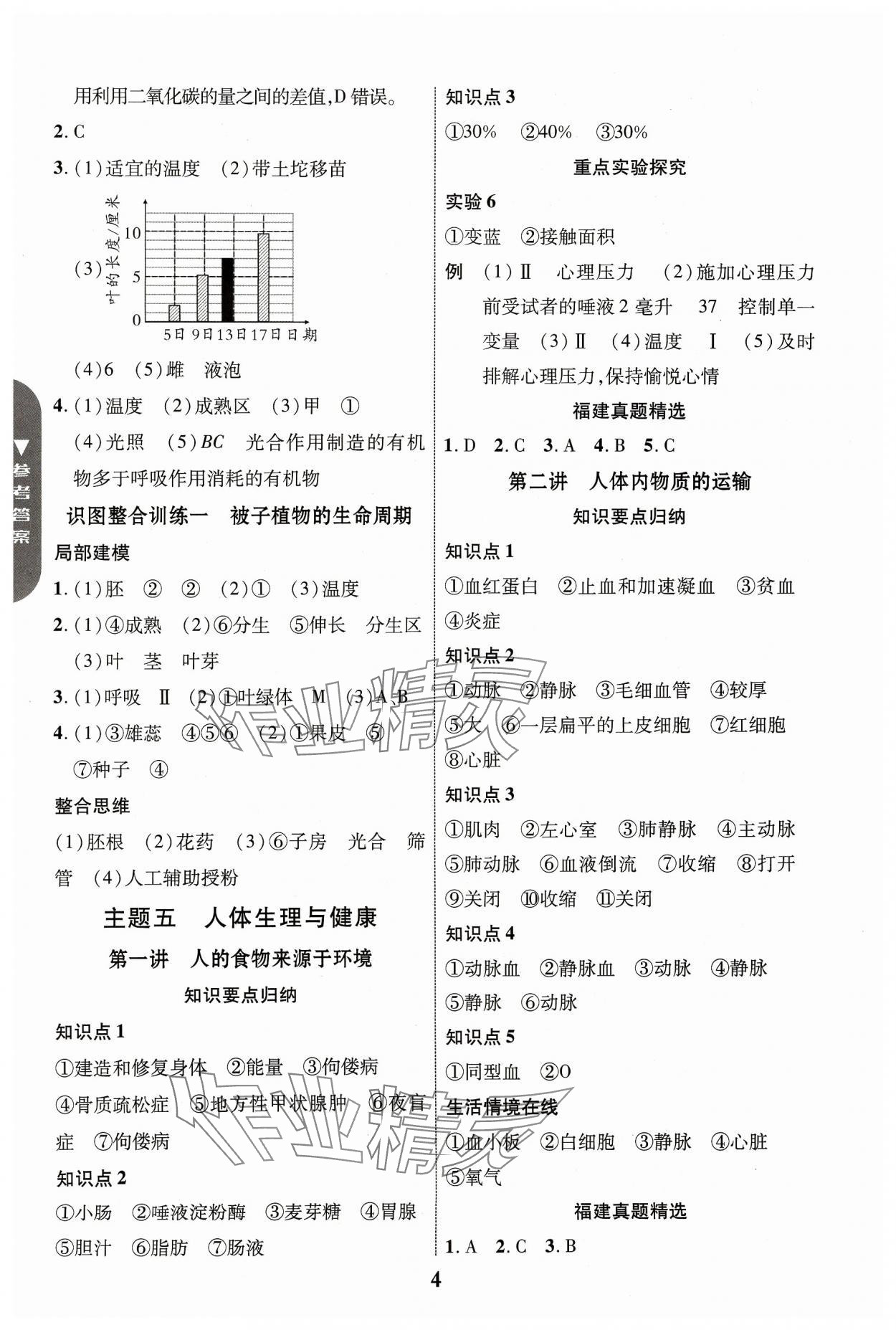 2024年中教聯(lián)中考新突破生物福建專版 參考答案第4頁