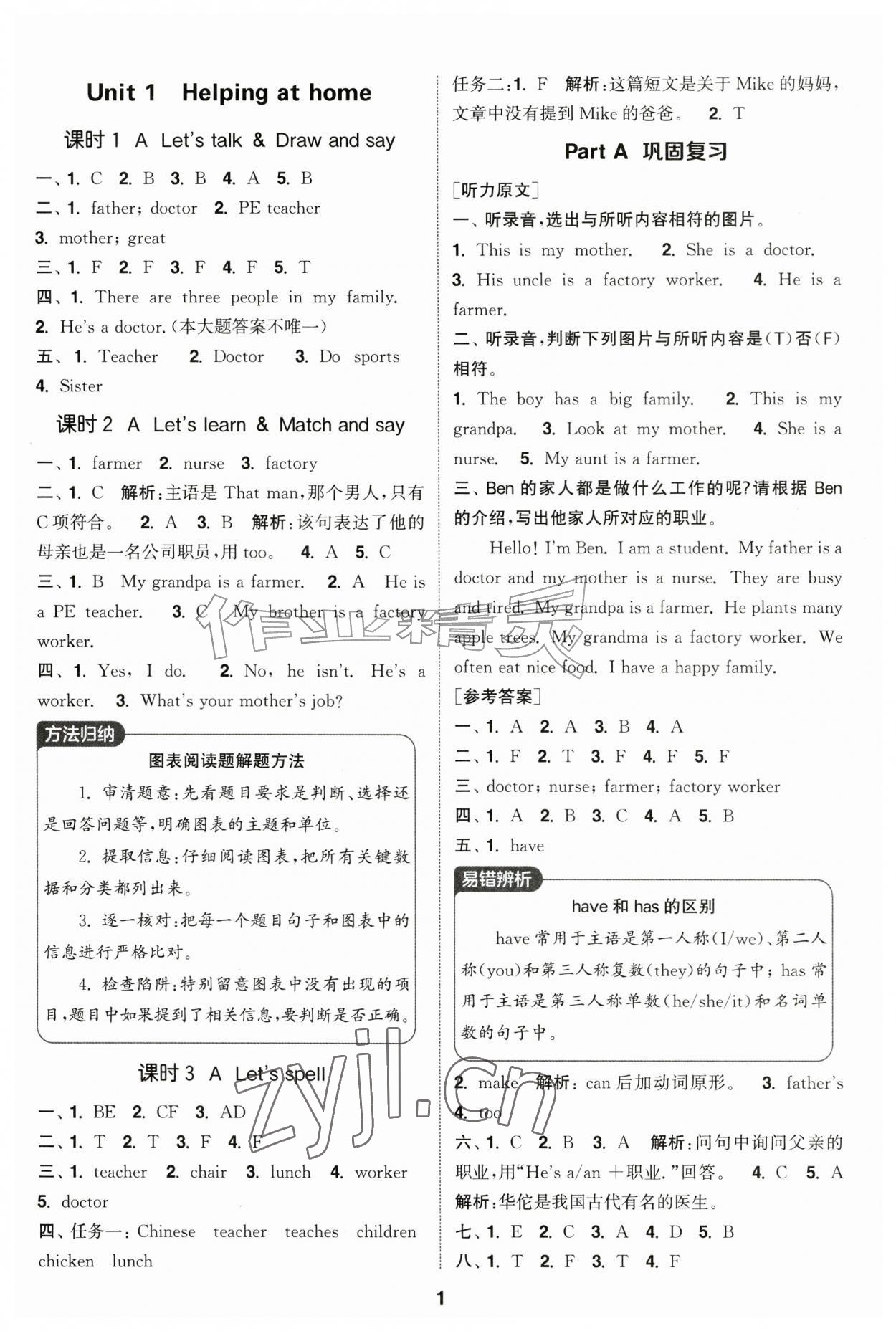 2026年通城学典课时作业本四年级英语上册人教版&nbsp;第1页