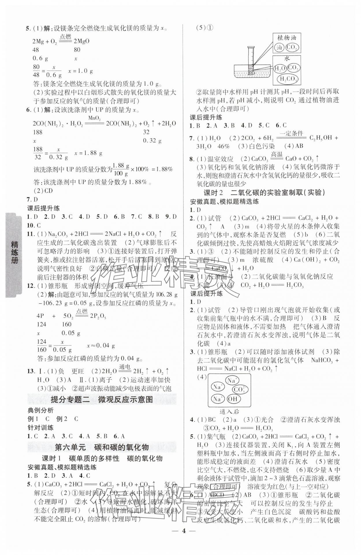 2025年練客中考提優(yōu)方案化學安徽專版 參考答案第3頁