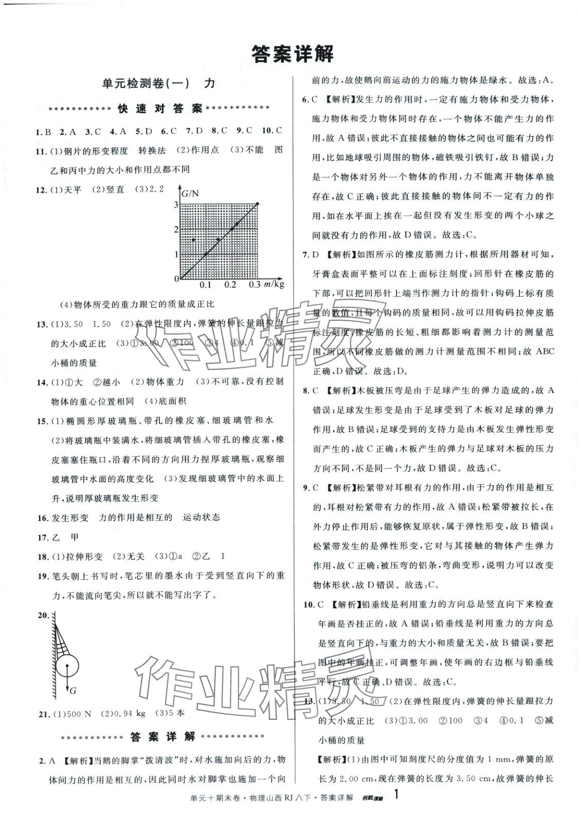 2025年名校真題卷八年級物理下冊人教版山西專版 第1頁