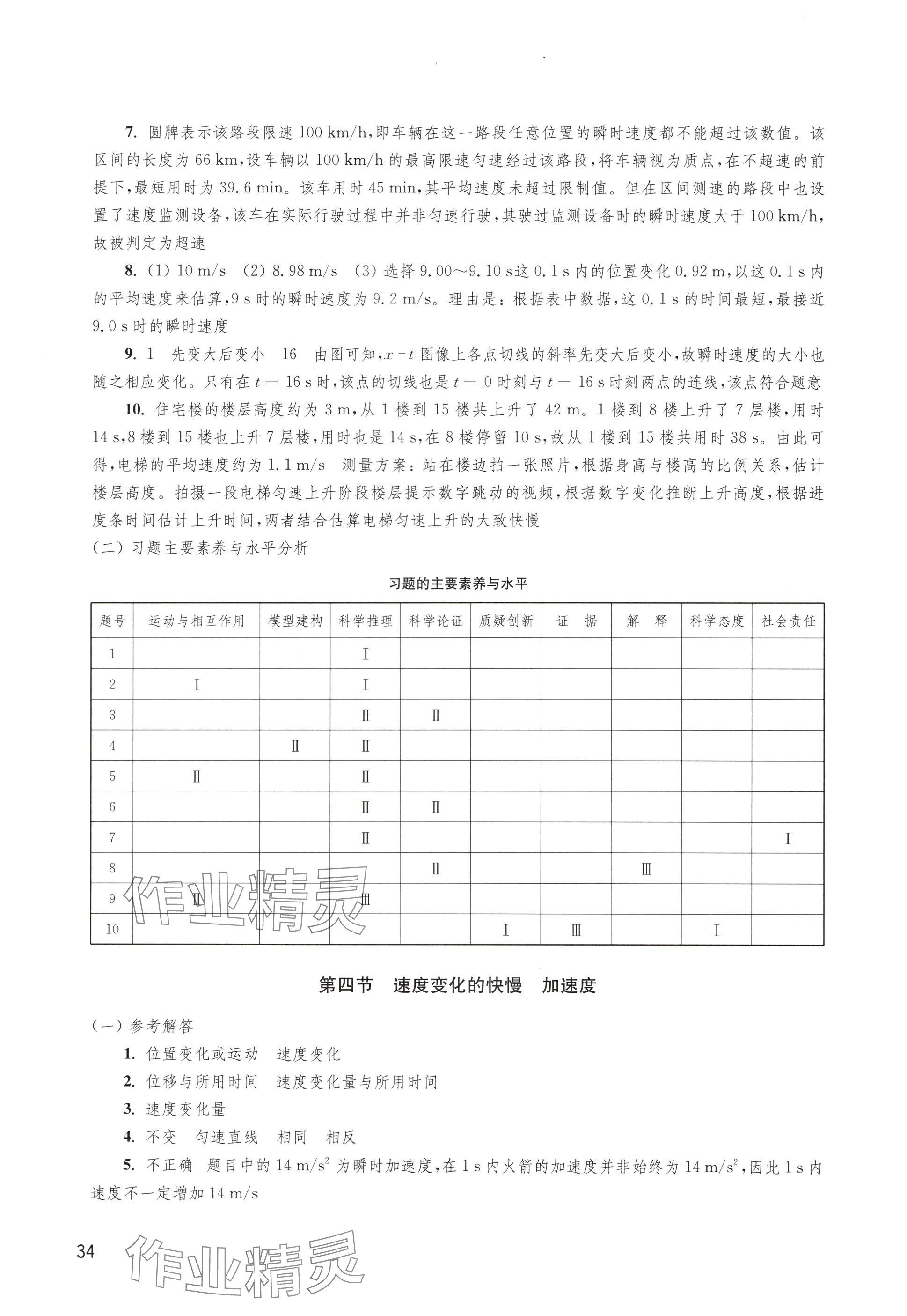 2024年練習(xí)部分高中物理必修第一冊滬教版 參考答案第4頁