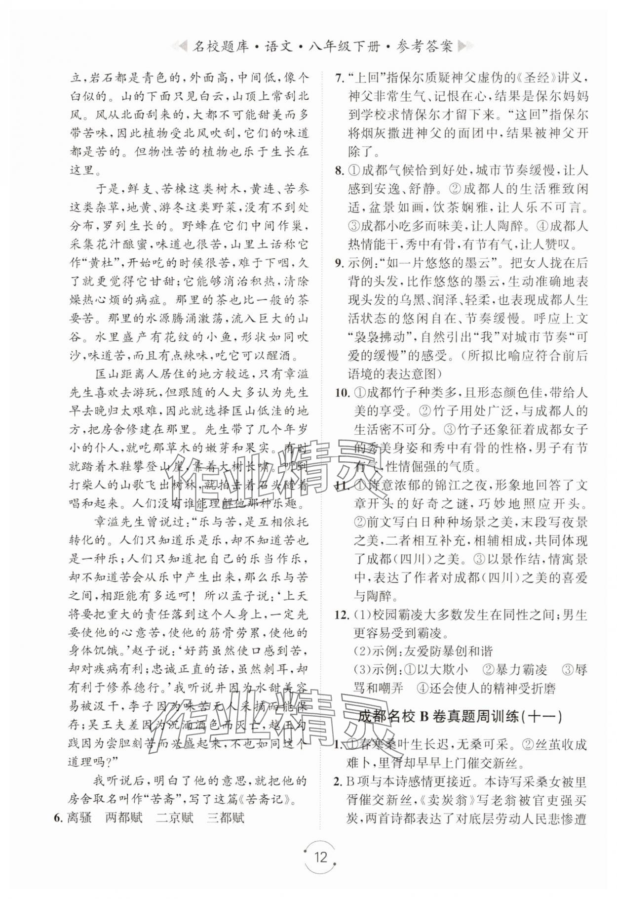 2025年名校題庫八年級語文下冊人教版 第12頁