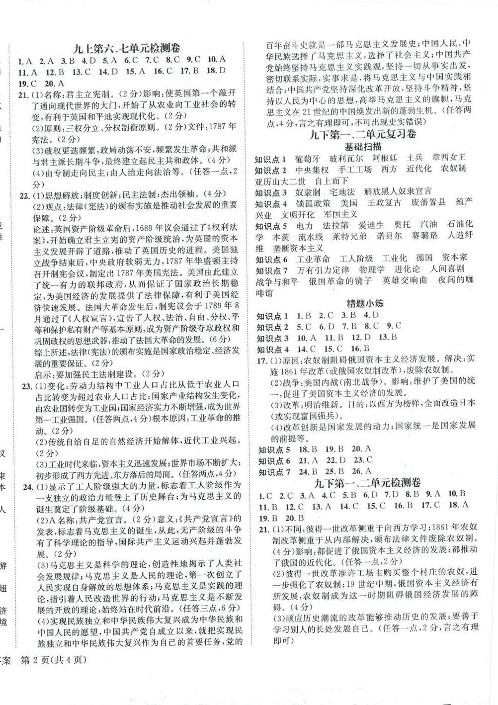 2024年标准卷长江出版社九年级历史全一册人教版 第4页