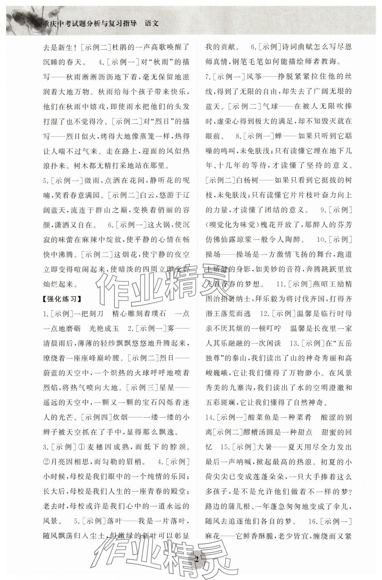 2024年重慶市中考試題分析與復(fù)習(xí)指導(dǎo)語文 第2頁