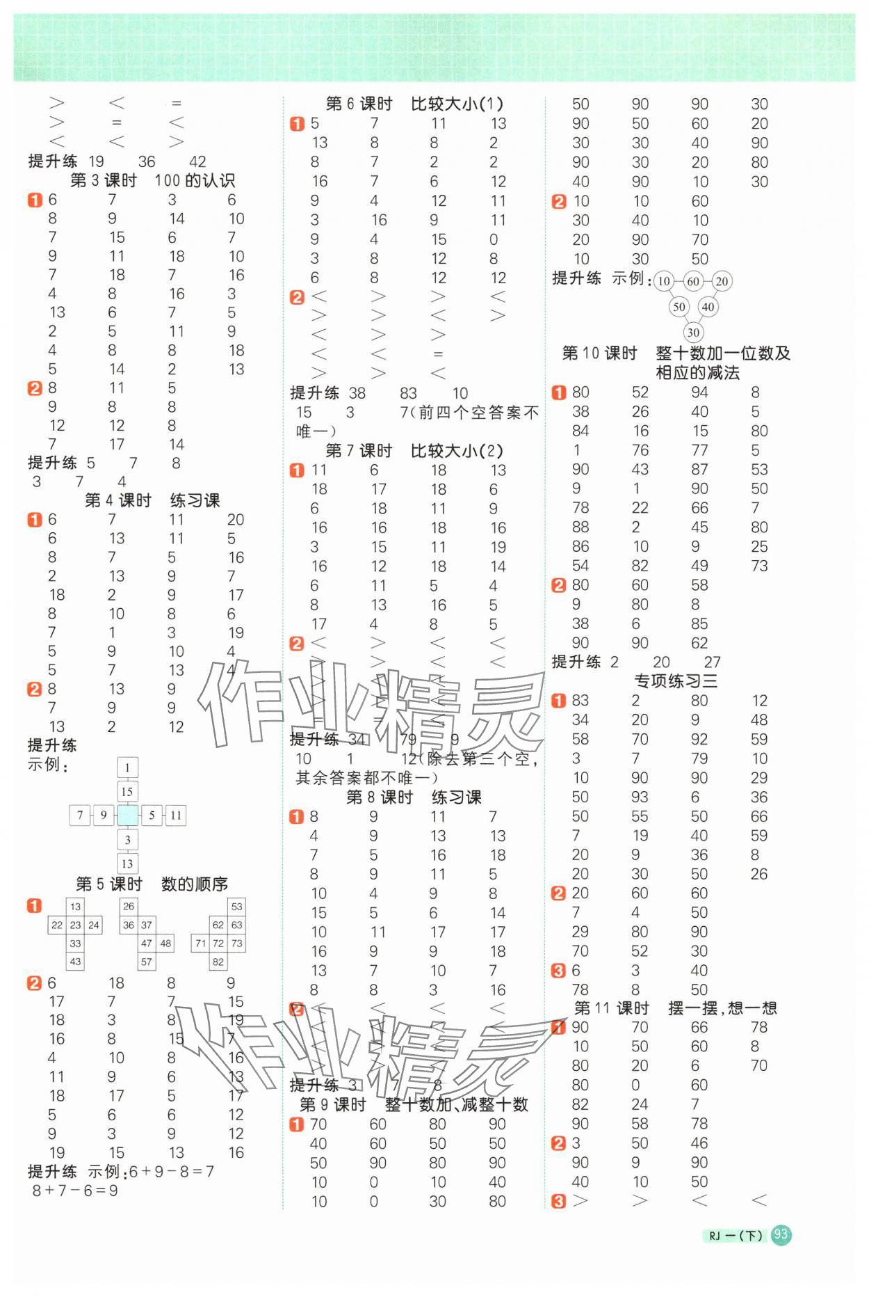 2025年阳光同学计算小达人一年级数学下册人教版&nbsp;第3页