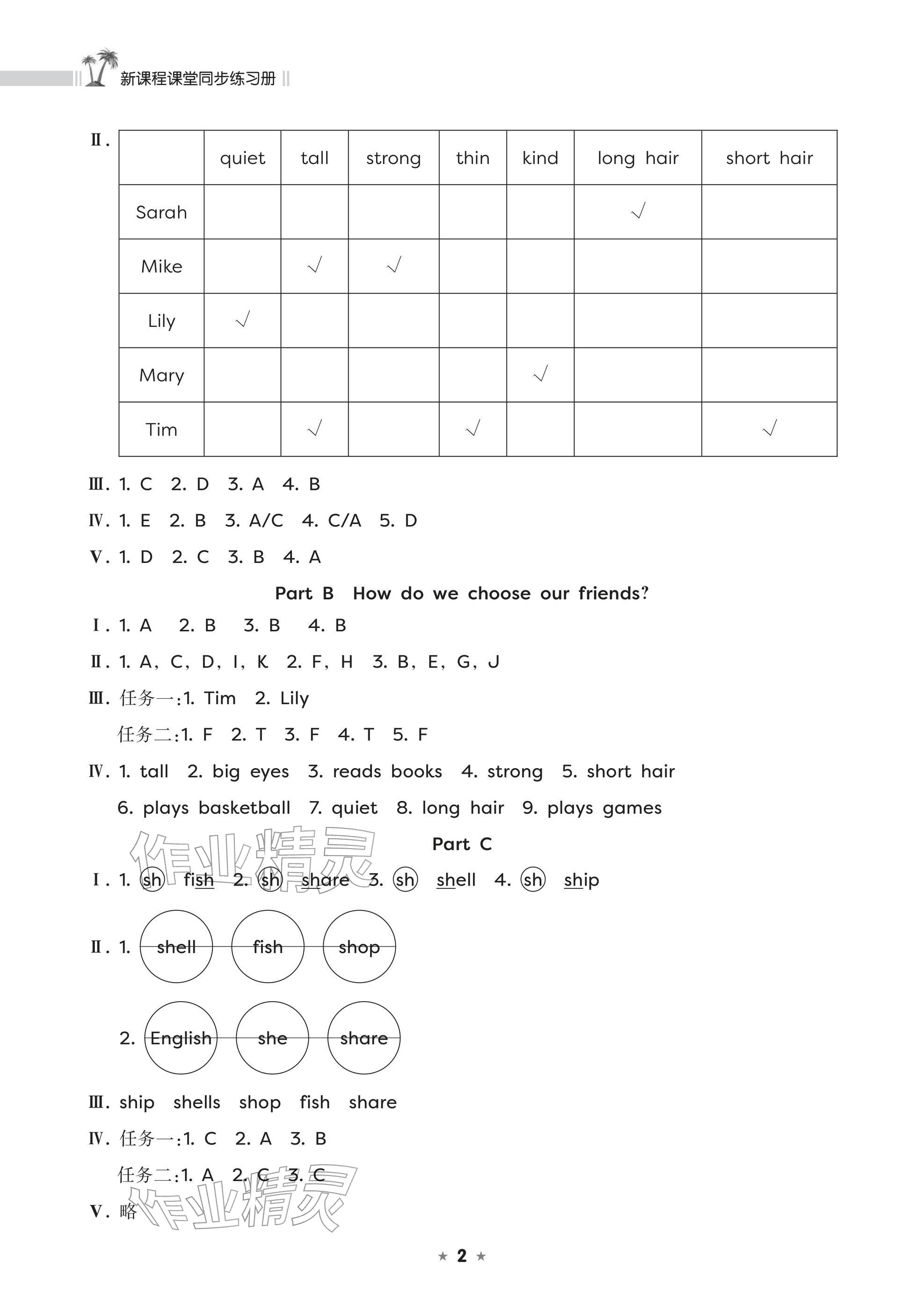 2025年新課程課堂同步練習(xí)冊(cè)四年級(jí)英語(yǔ)上冊(cè)人教版 參考答案第2頁(yè)