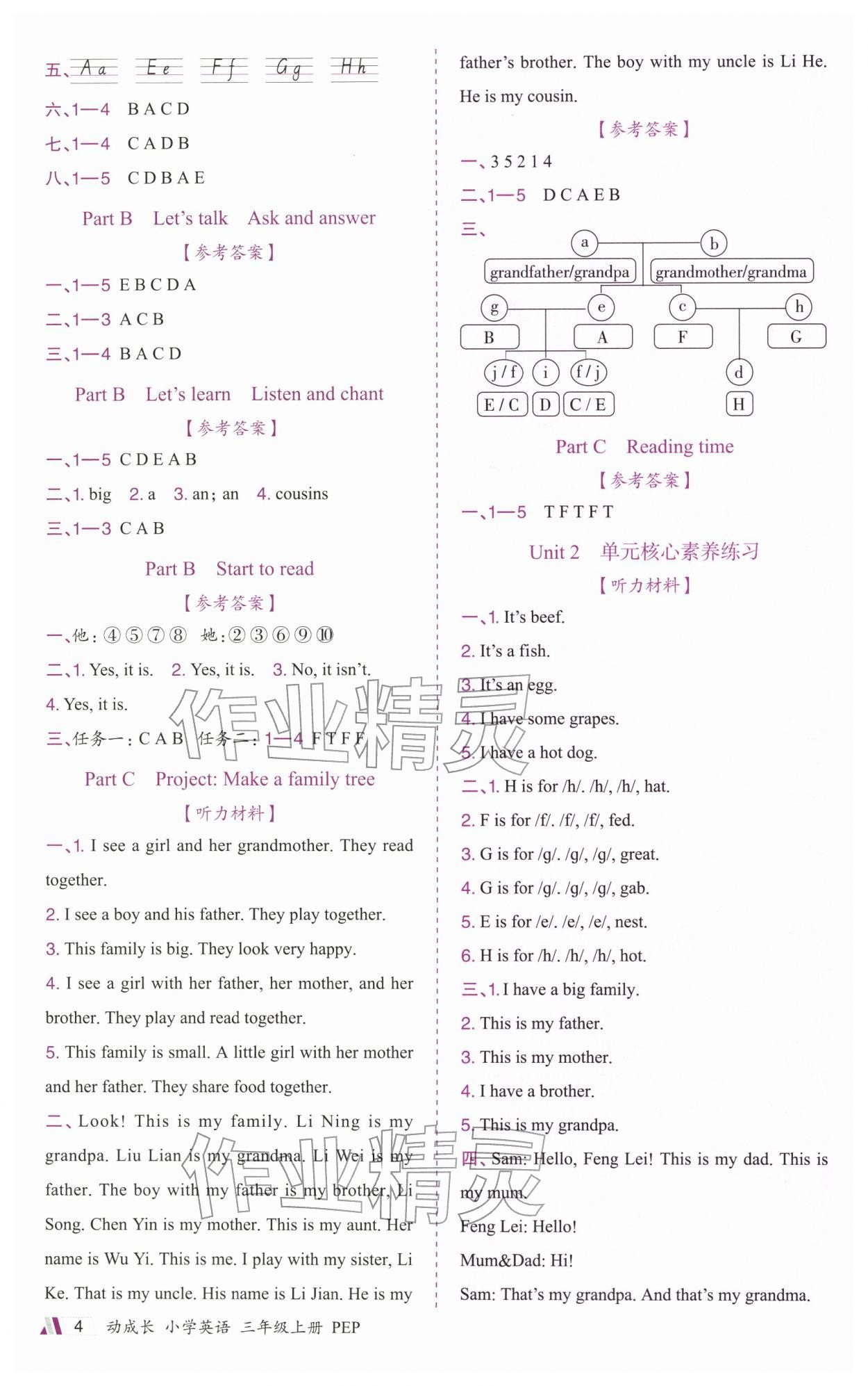 2025年金牛耳动成长三年级英语上册人教版&nbsp;第4页
