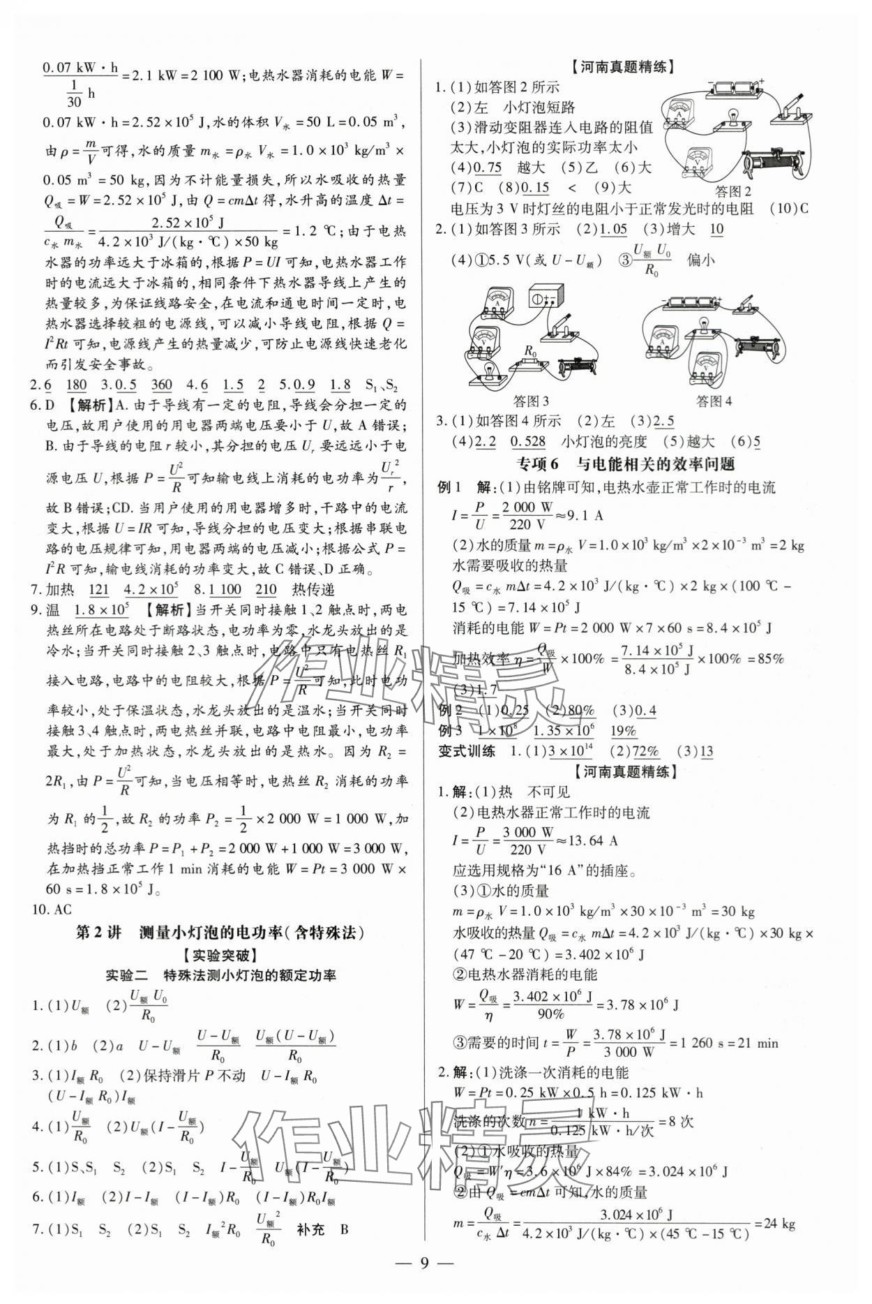 2024年領(lǐng)跑中考物理河南專版 參考答案第9頁