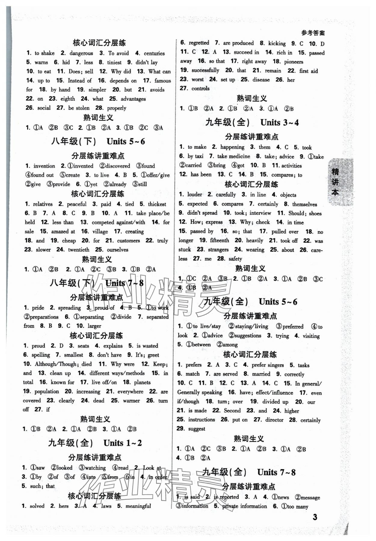 2025年萬(wàn)唯中考試題研究英語(yǔ)冀教版甘肅專版 參考答案第3頁(yè)