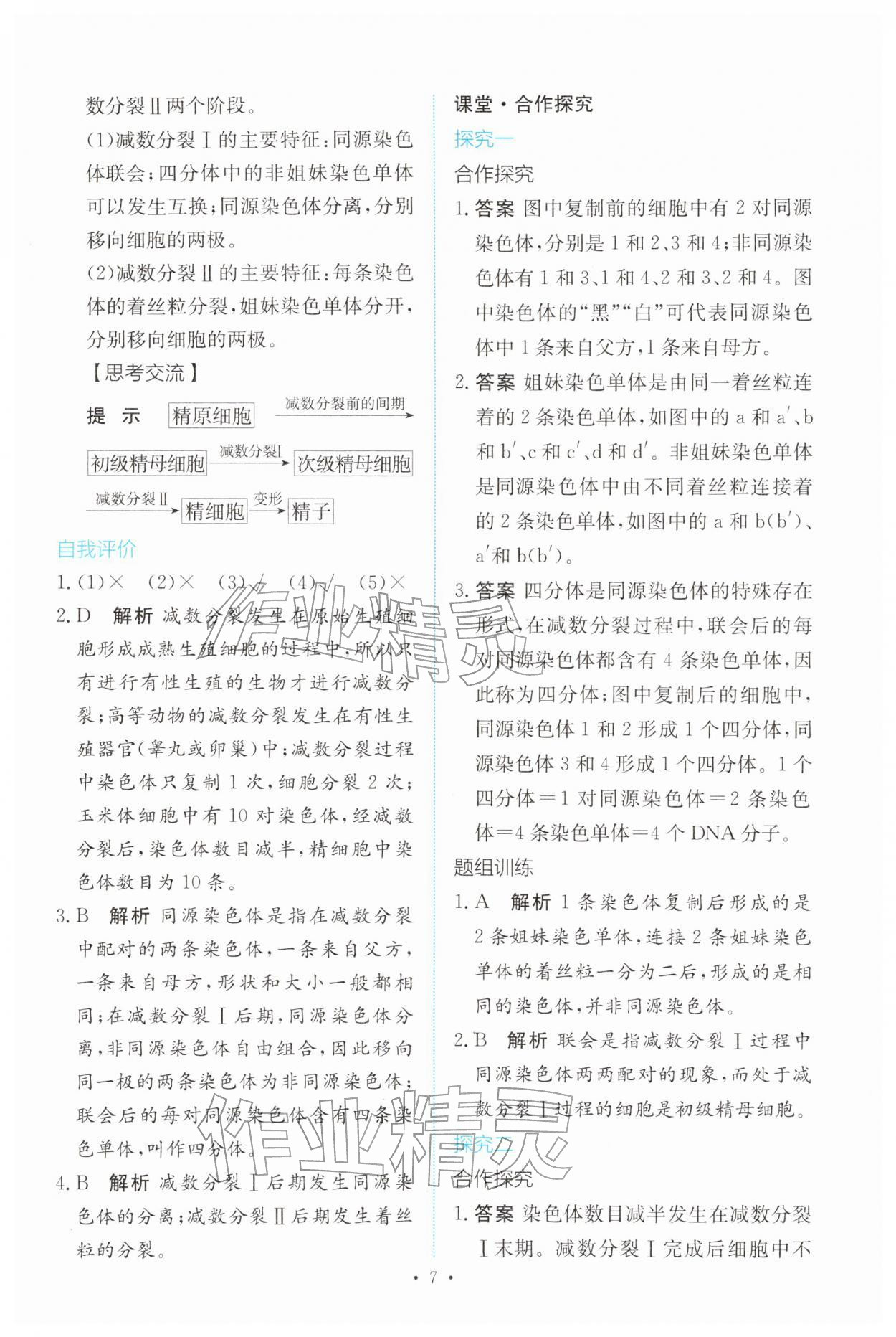 2026年能力培养与测试高中生物必修2(已禁用勿选)人教版&nbsp;参考答案第6页