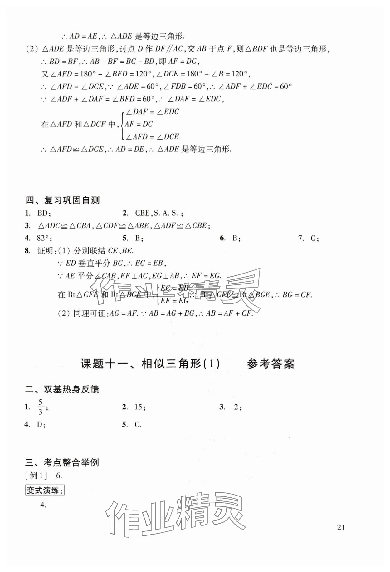 2024年初中数学复习点要&nbsp;参考答案第21页