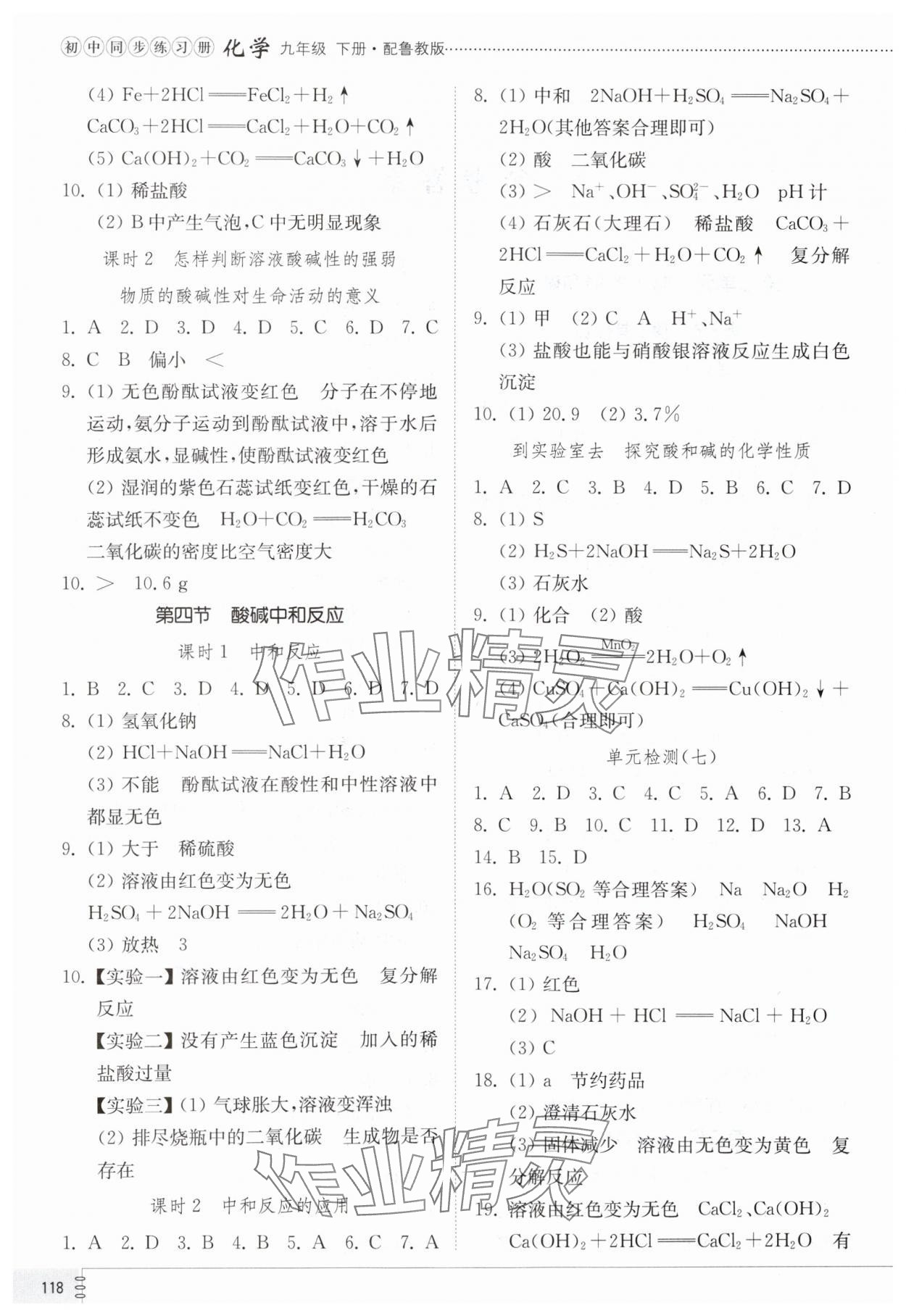 2024年同步練習(xí)冊山東教育出版社九年級化學(xué)下冊魯教版 第2頁