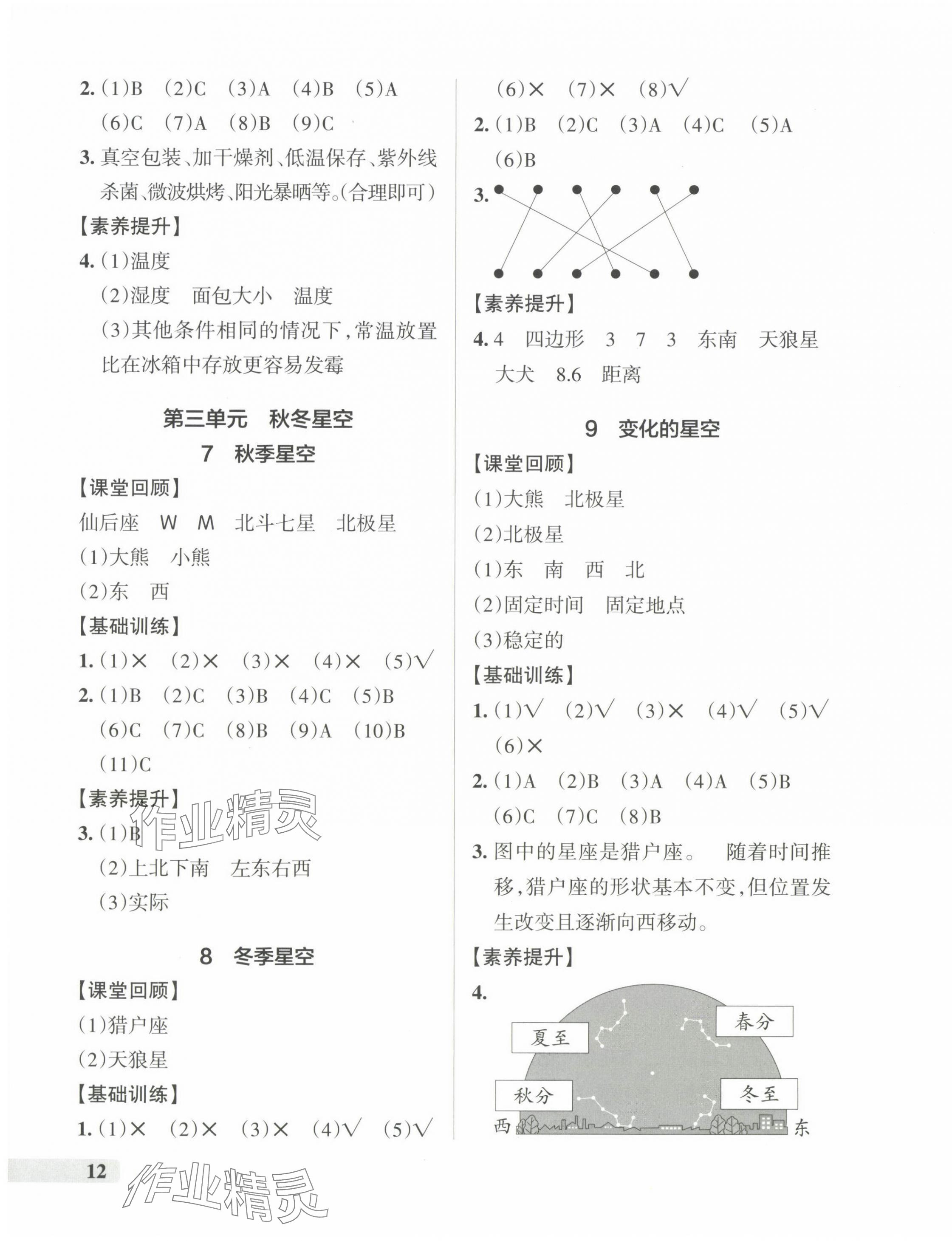 2024年小學(xué)學(xué)霸作業(yè)本六年級(jí)科學(xué)上冊(cè)青島版 參考答案第3頁(yè)