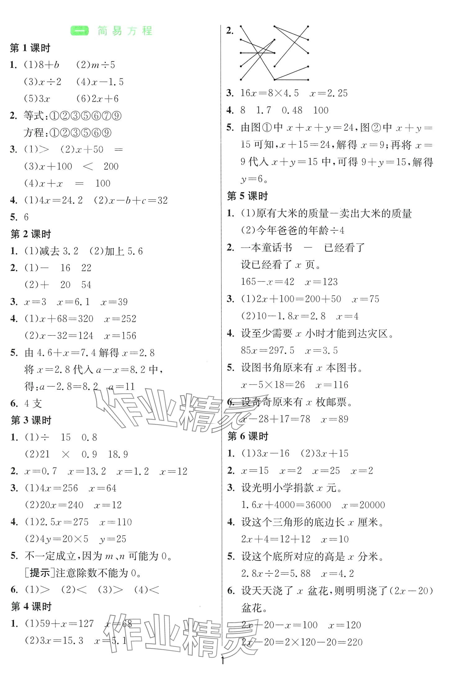 2024年1课3练江苏人民出版社五年级数学下册苏教版 第1页