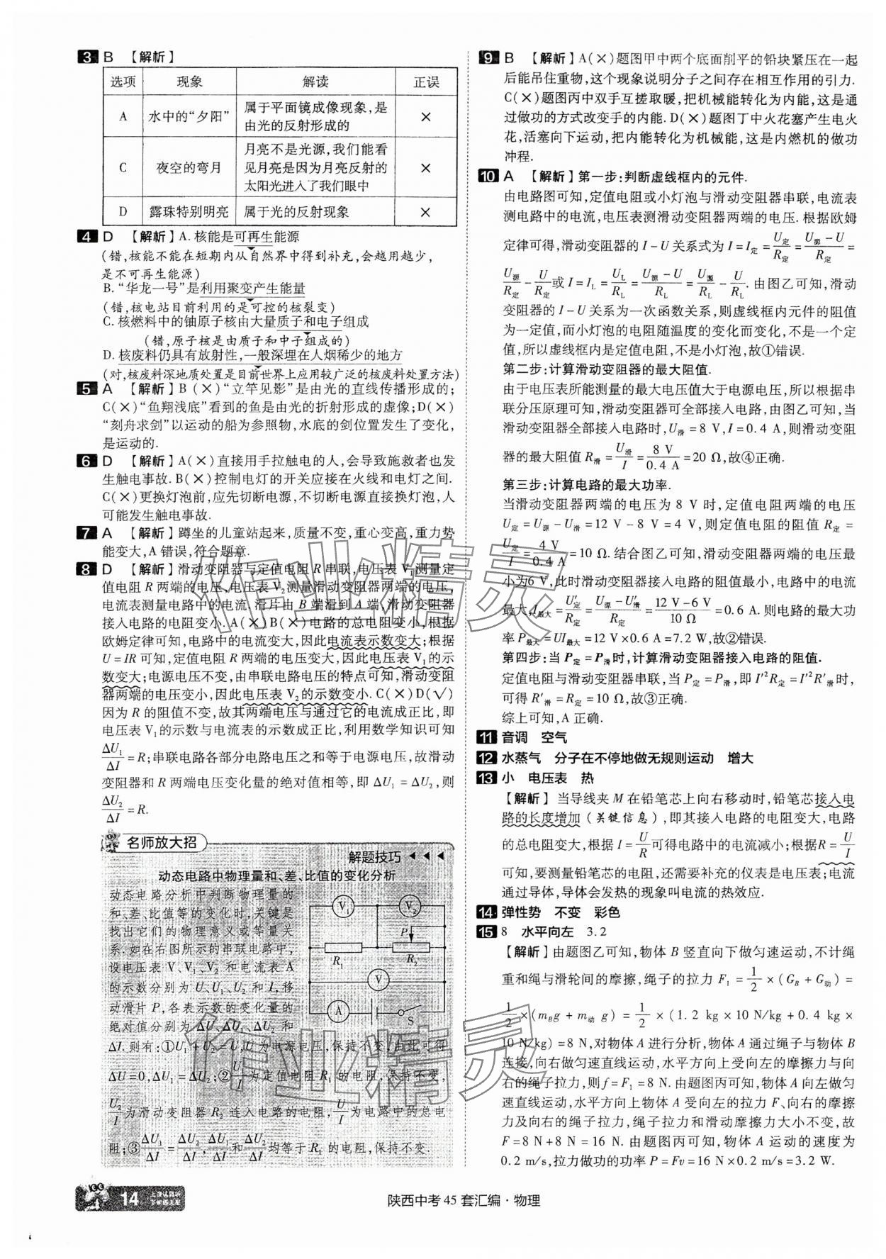 2025年金考卷45套匯編物理陜西專版 參考答案第14頁