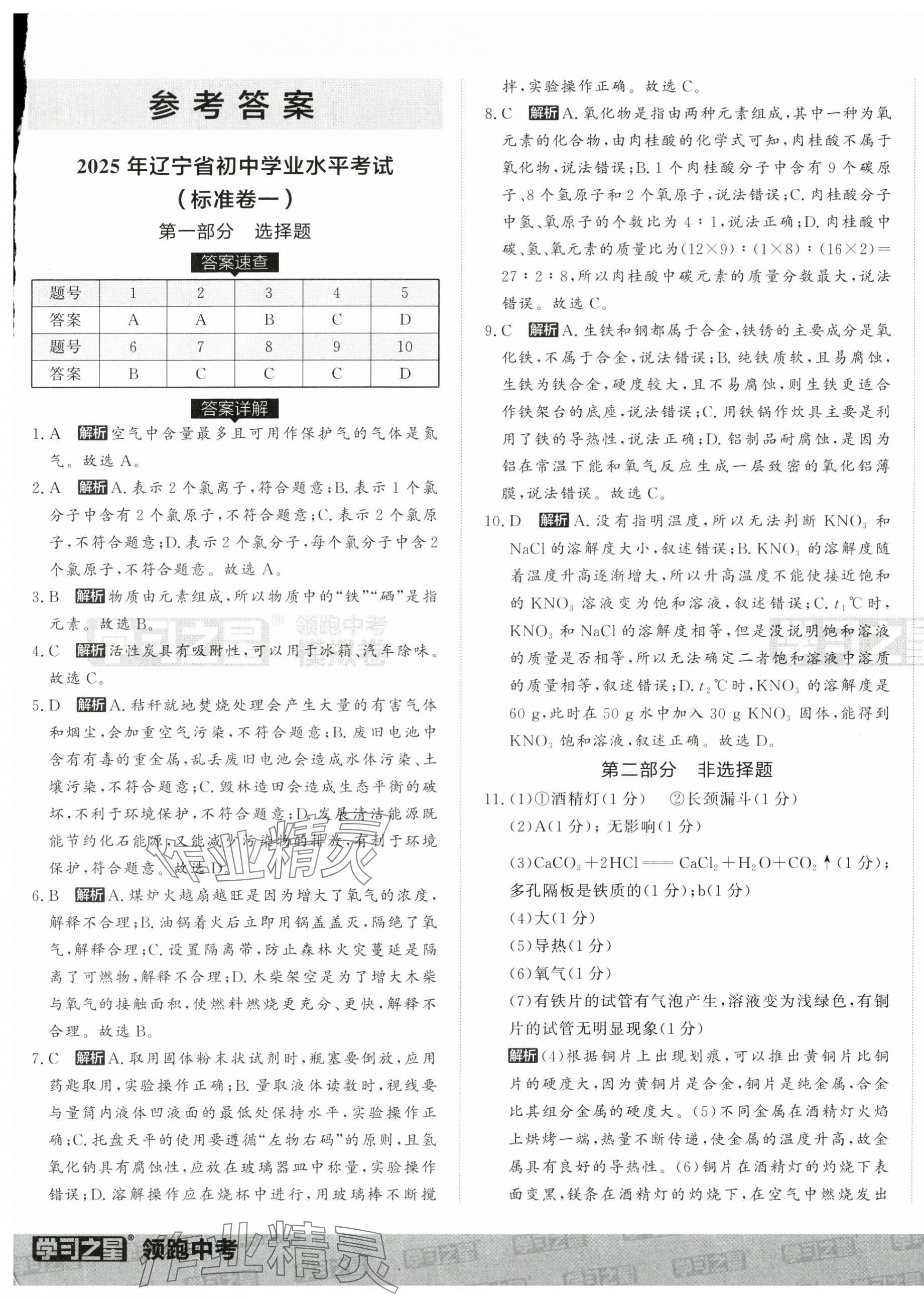 2025年領跑中考模擬卷化學遼寧專版 第1頁