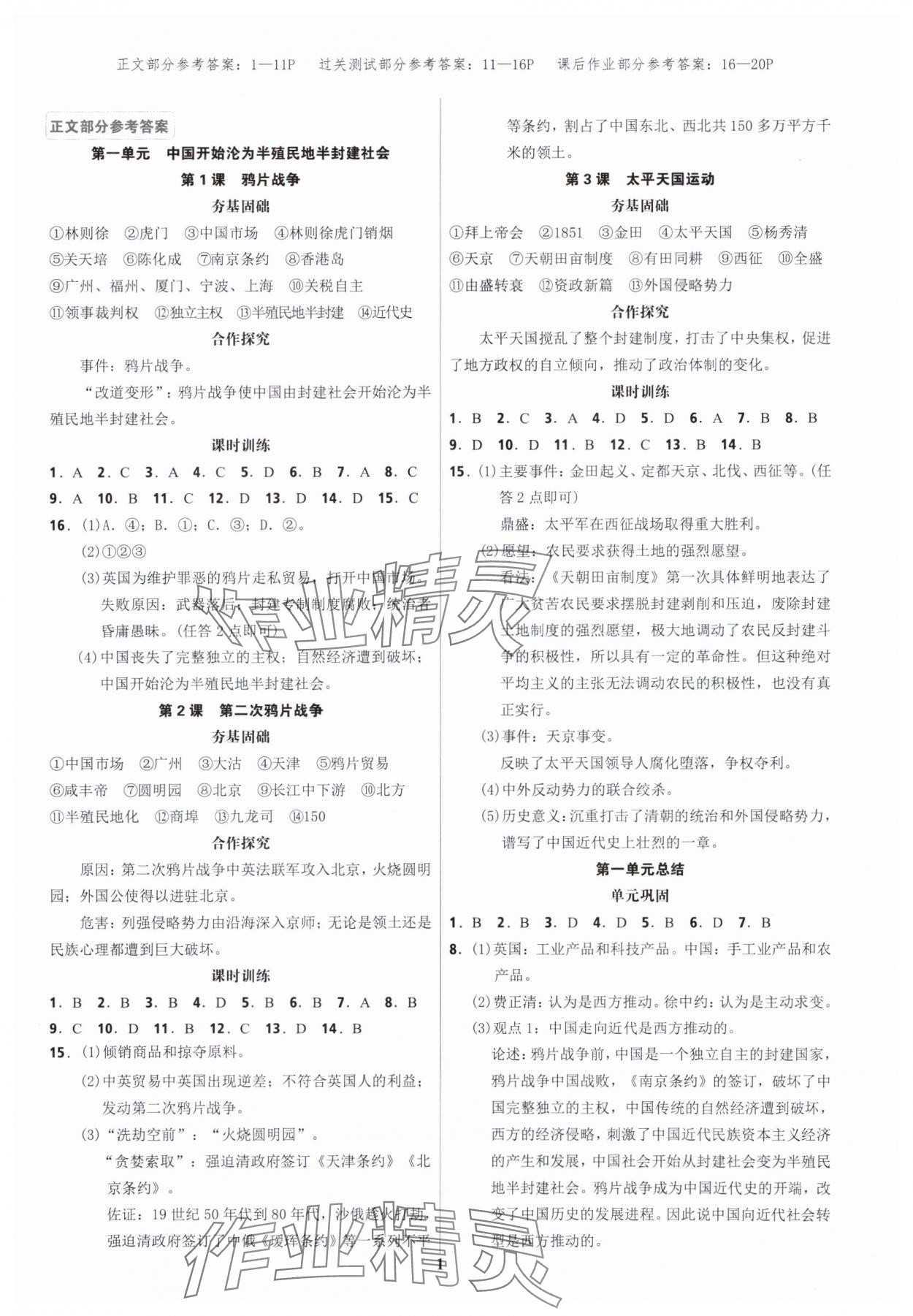 2023年夺冠训练八年级历史上册人教版广东专版 第1页