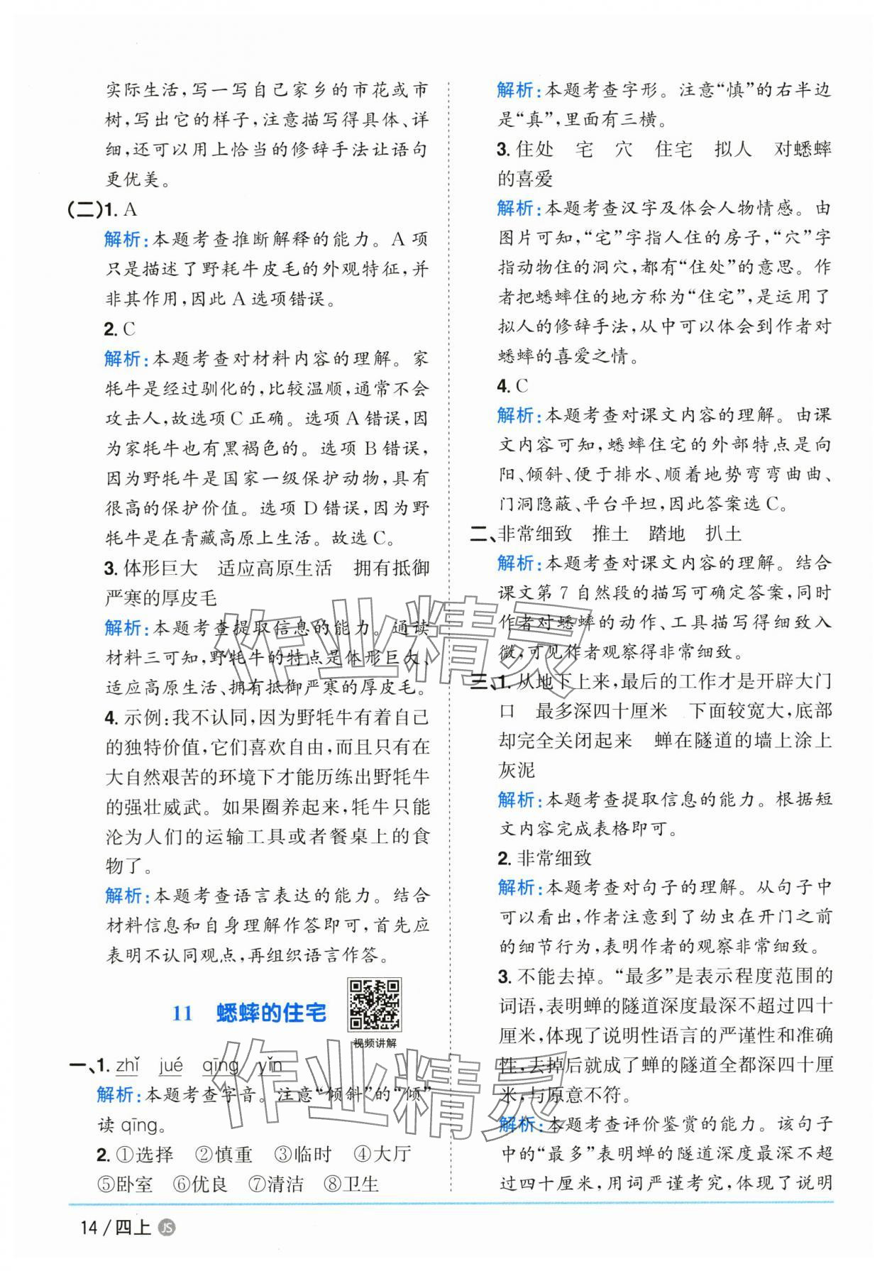 2025年陽光同學(xué)課時優(yōu)化作業(yè)四年級語文上冊人教版江蘇專版 第14頁