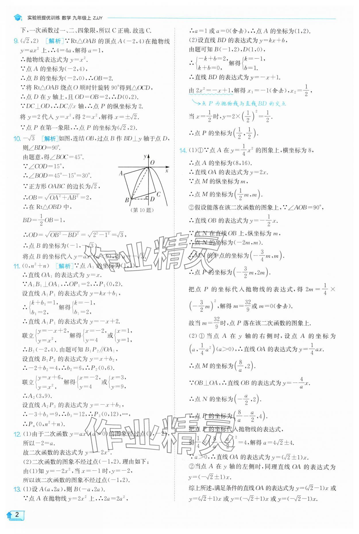 2025年實驗班提優(yōu)訓(xùn)練九年級科學(xué)上冊浙教版 參考答案第2頁
