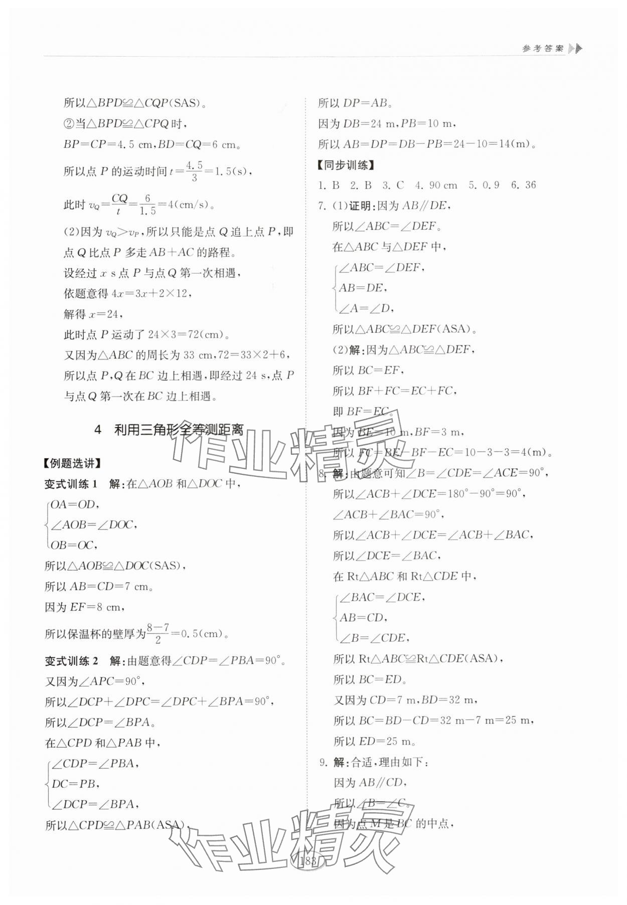 2025年同步练习册山东科学技术出版社七年级数学上册鲁教版五四制 参考答案第11页