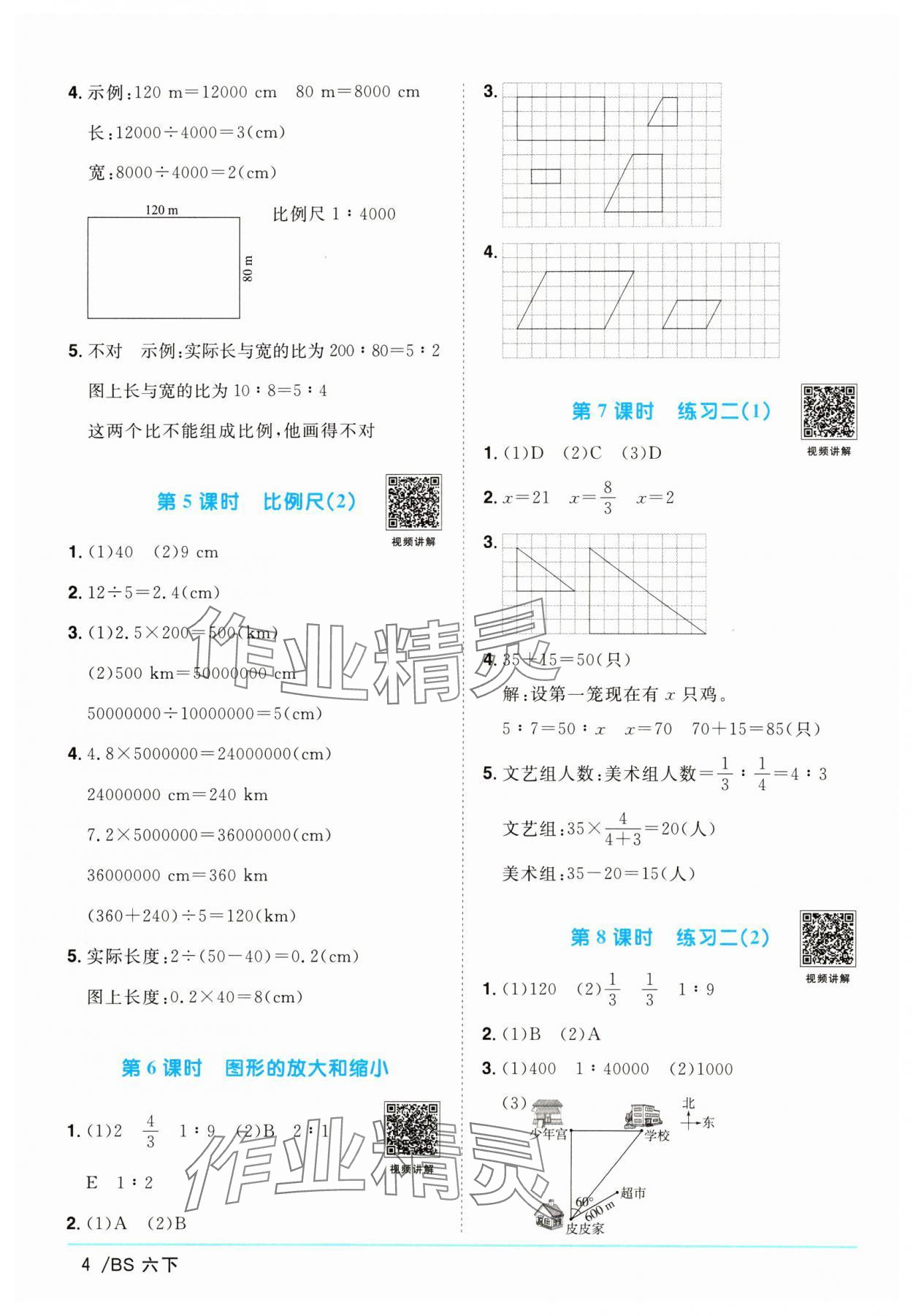 2024年陽(yáng)光同學(xué)課時(shí)優(yōu)化作業(yè)六年級(jí)數(shù)學(xué)下冊(cè)北師大版 參考答案第4頁(yè)