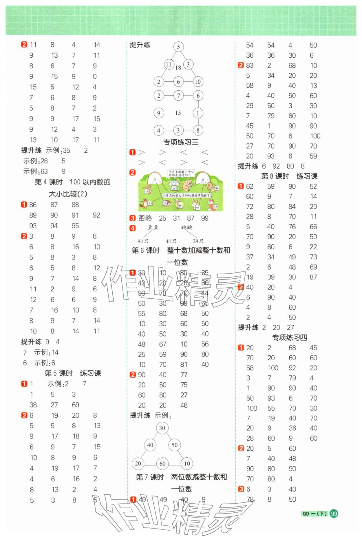 2026年阳光同学计算小达人一年级数学下册青岛版&nbsp;第3页