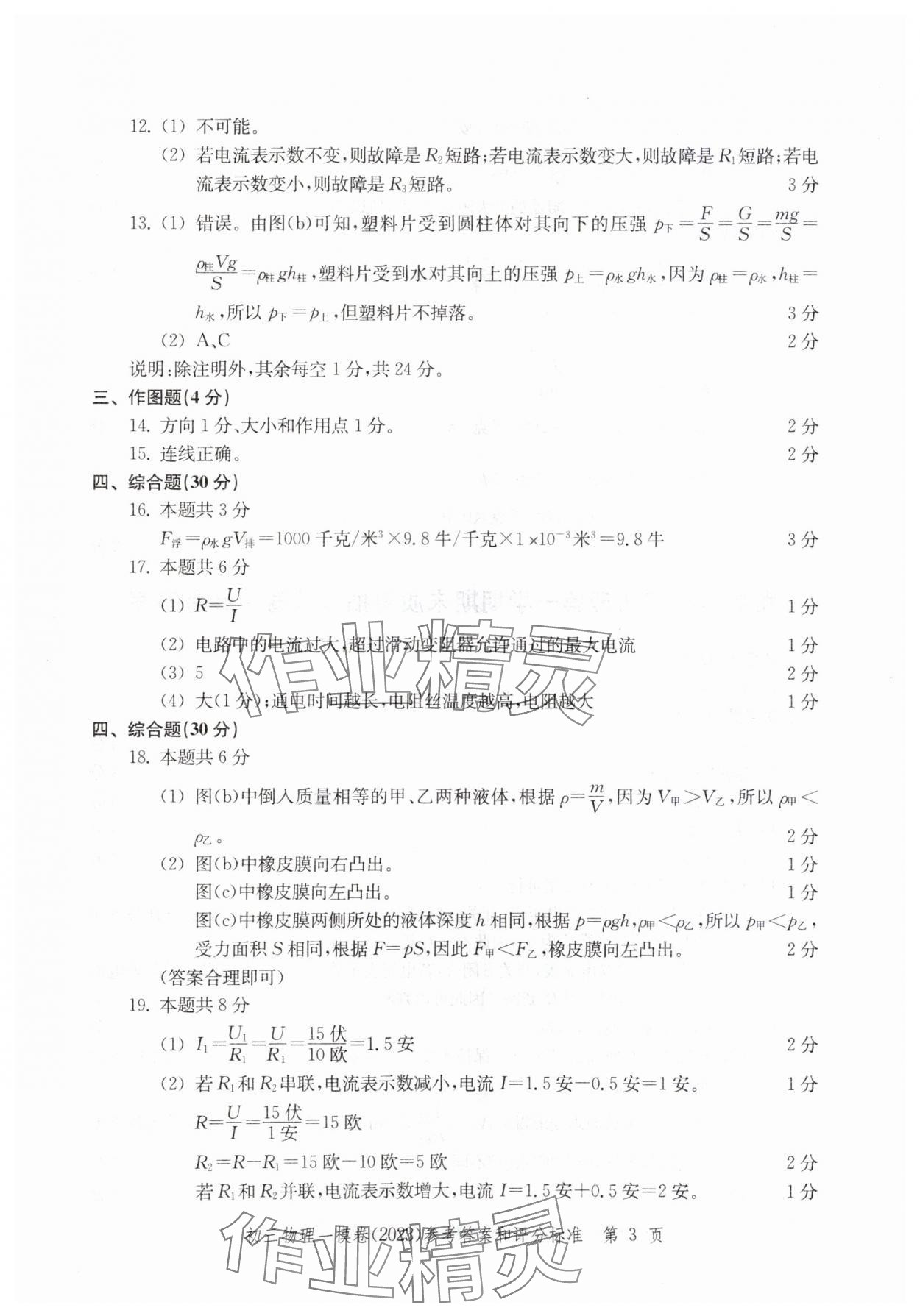 2020~2023年文化課強(qiáng)化訓(xùn)練物理&nbsp;參考答案第3頁