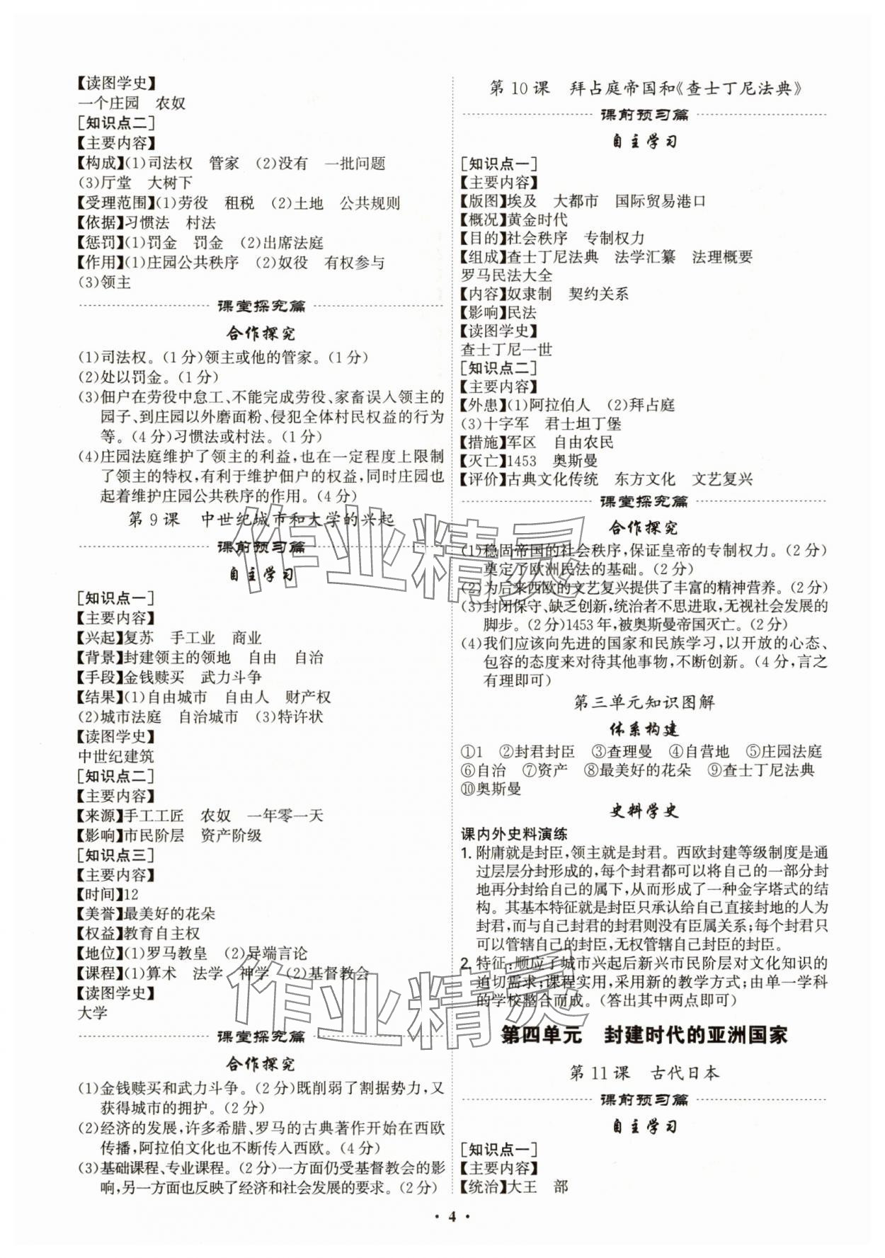 2025年精准同步九年级历史全一册人教版广州专版&nbsp;第4页