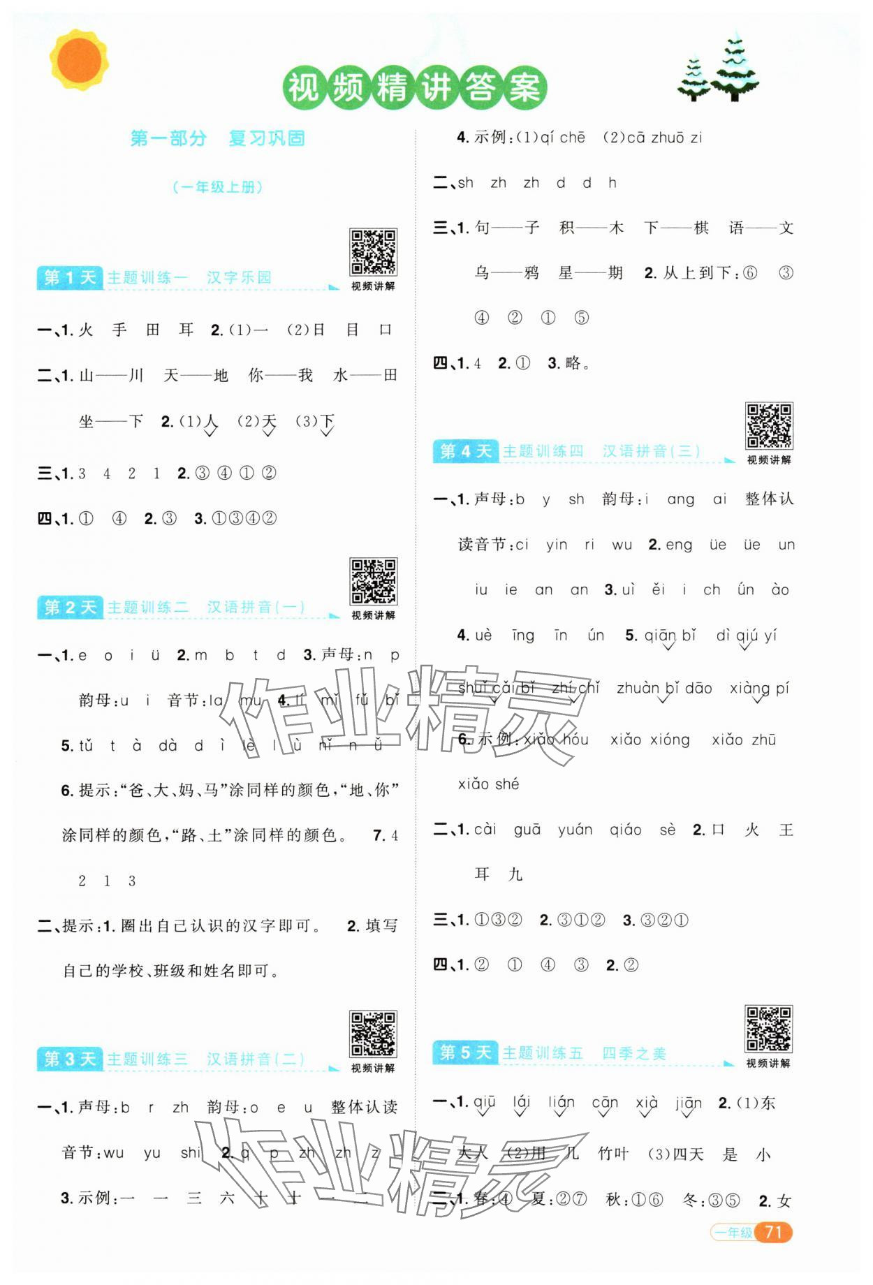 2025年陽光同學寒假銜接一年級語文人教版 第1頁
