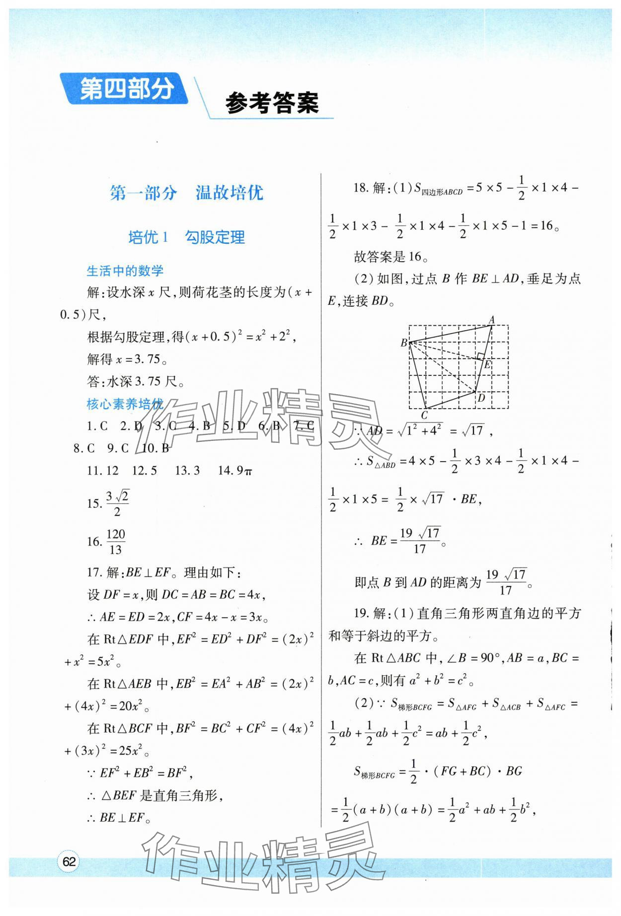 2024年寒假作业与生活陕西师范大学出版总社八年级数学北师大版 参考答案第1页