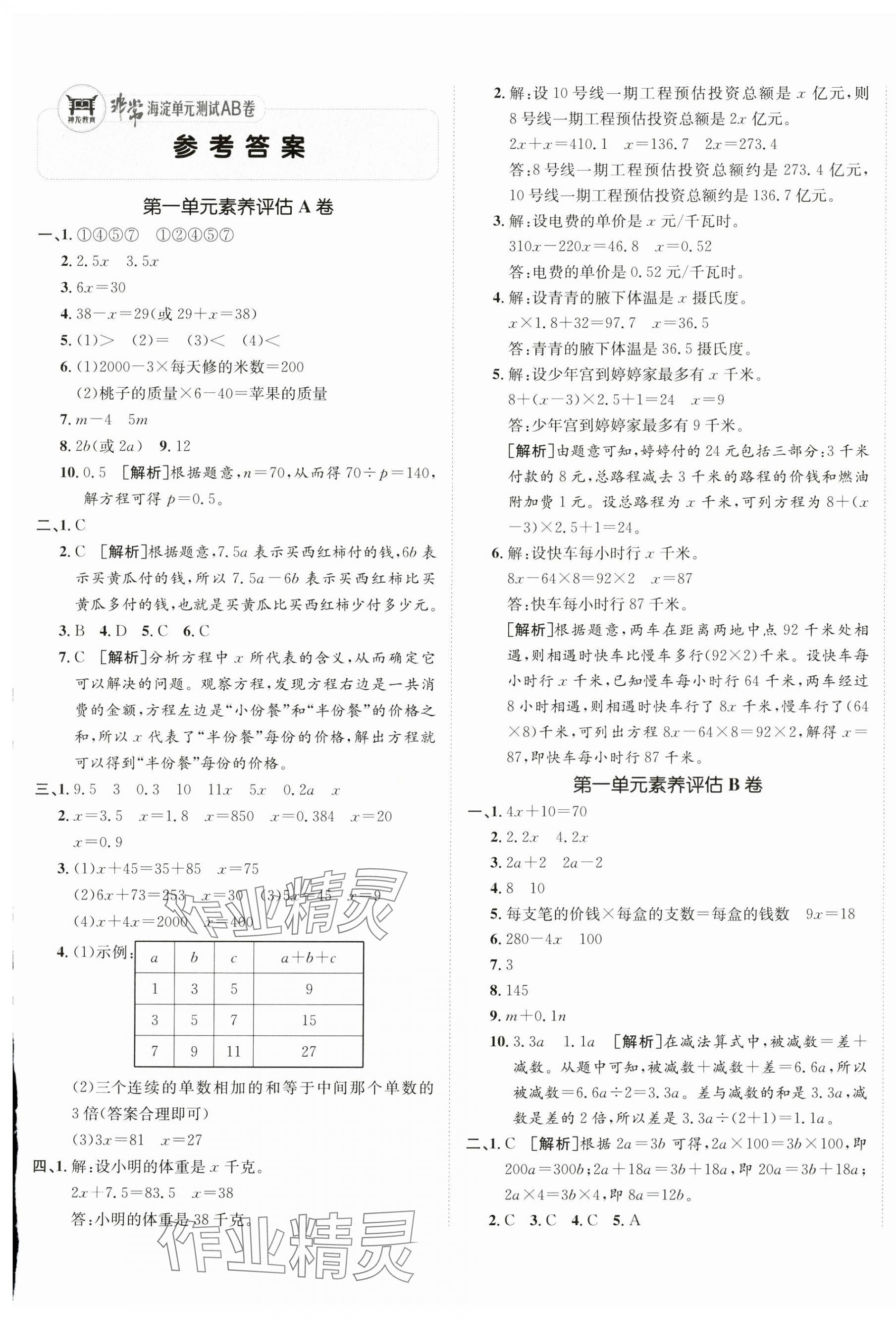 2025年海淀單元測試AB卷五年級數(shù)學下冊蘇教版 第1頁