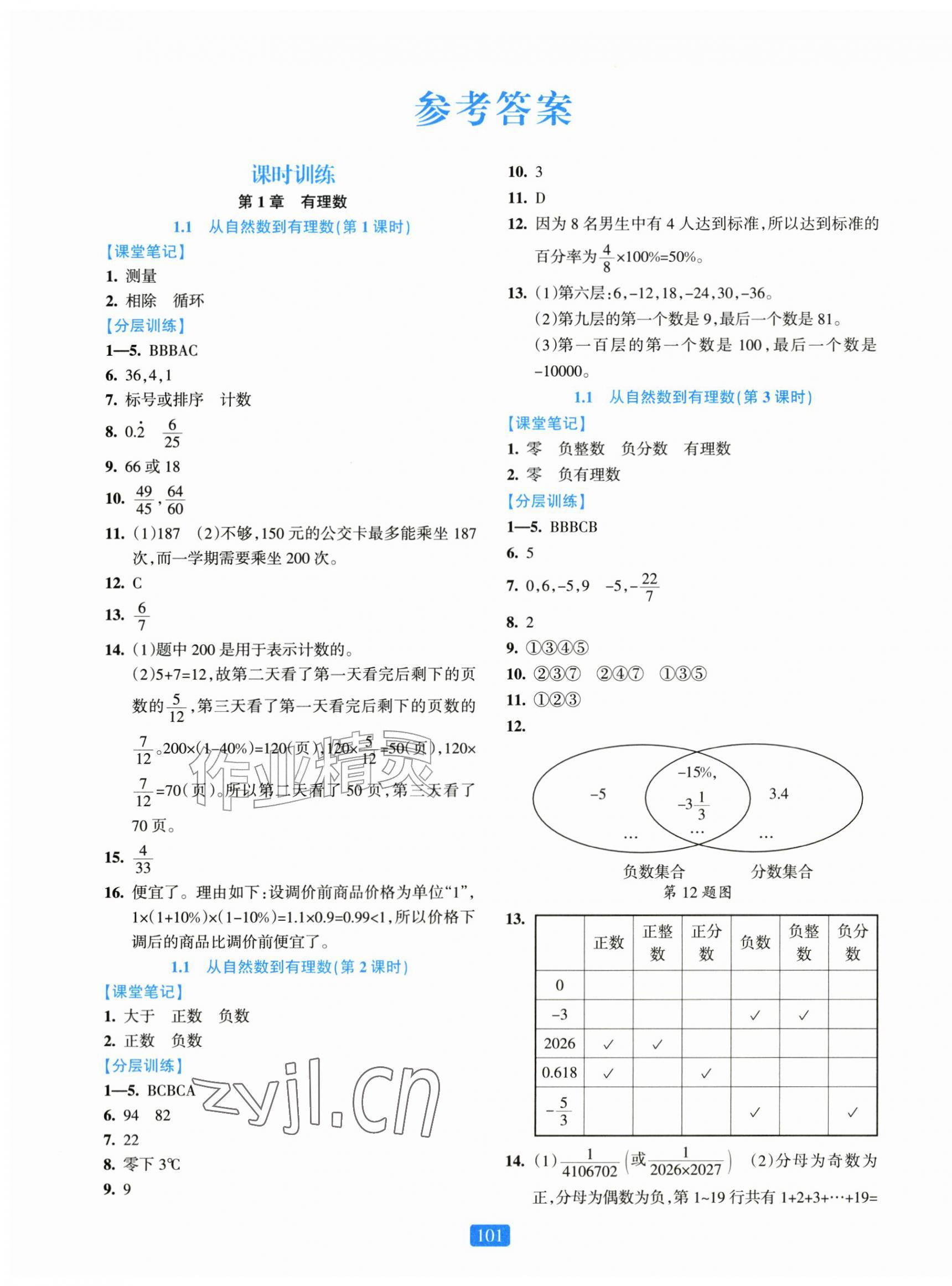 2026年精准学与练七年级数学上册浙教版&nbsp;第1页