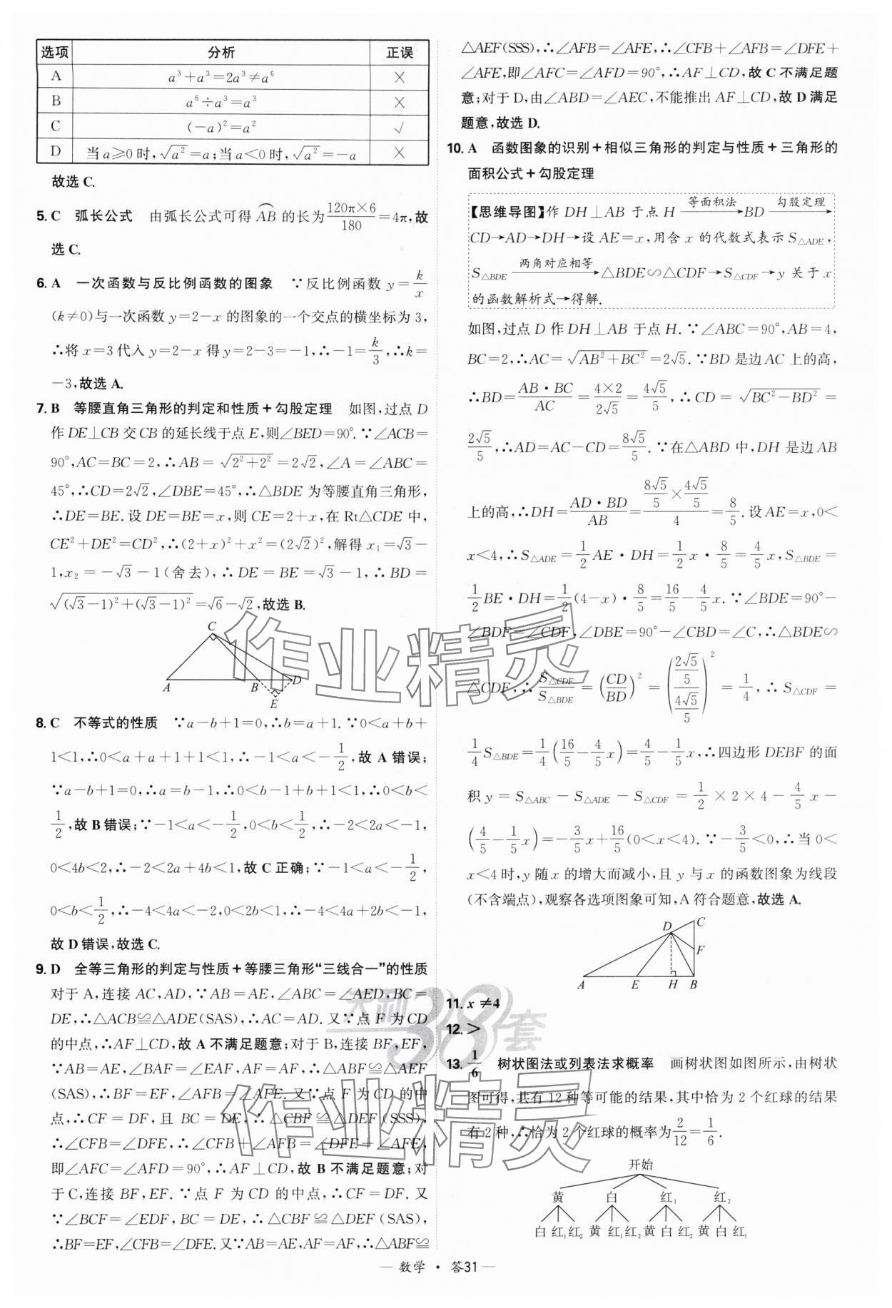 2025年天利38套新課標全國中考試題精選數(shù)學(xué) 參考答案第31頁