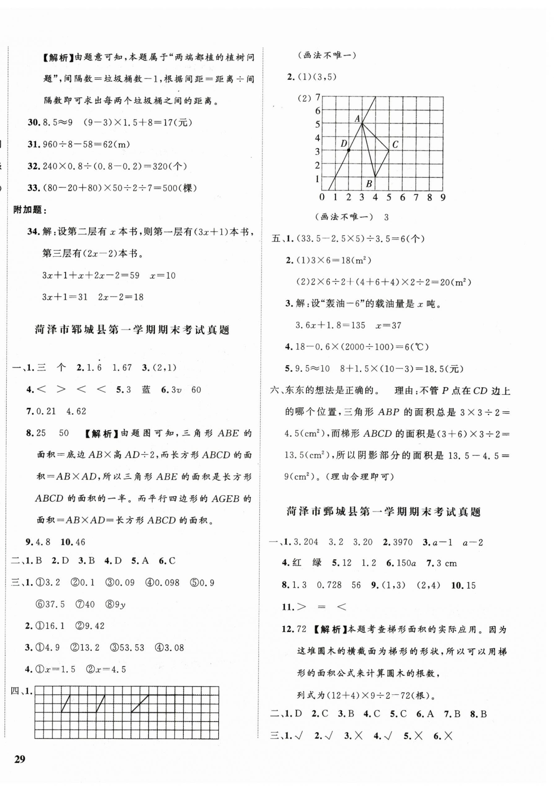 2024年菏澤真題匯編真題試卷五年級(jí)數(shù)學(xué)上冊(cè)人教版 參考答案第2頁(yè)