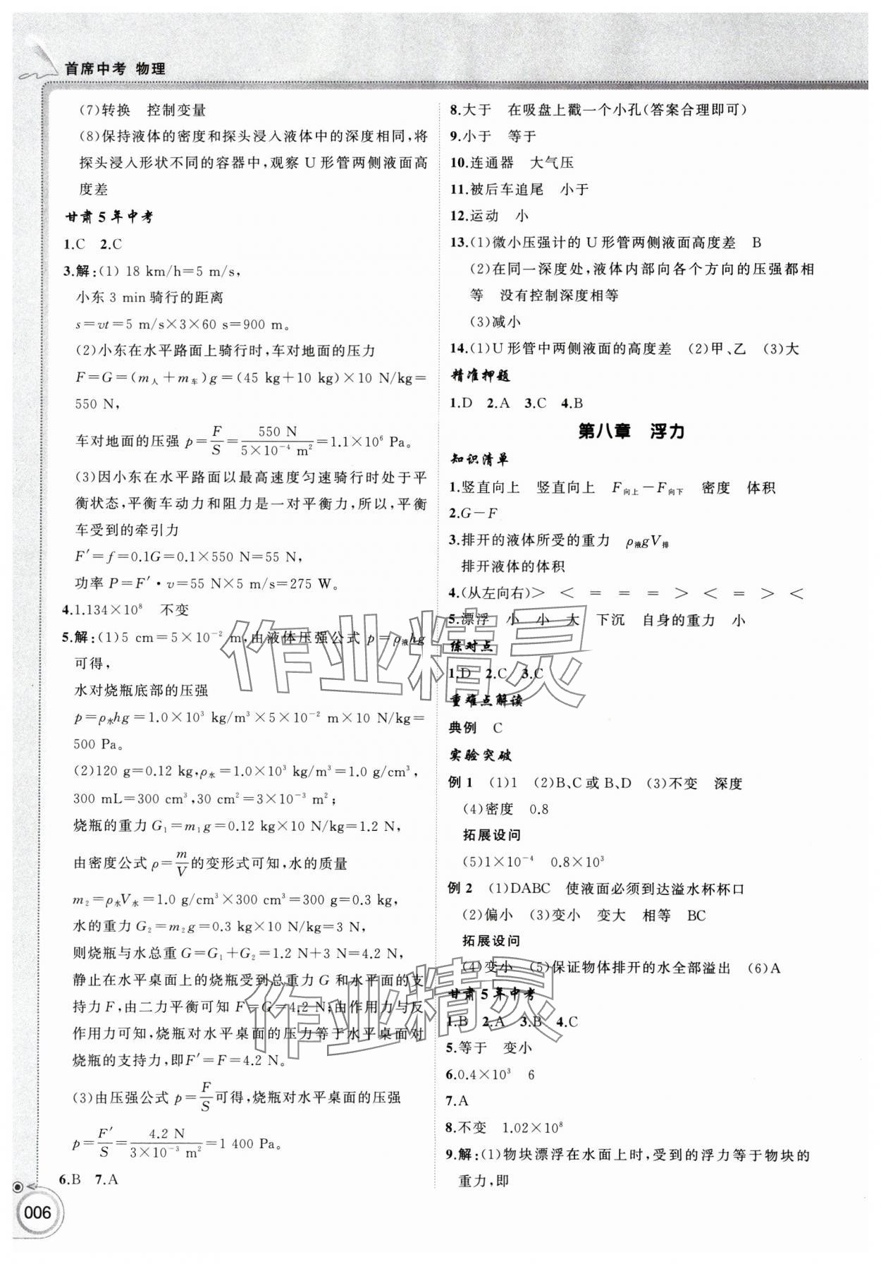 2025年首席中考物理甘肃专版&nbsp;第6页