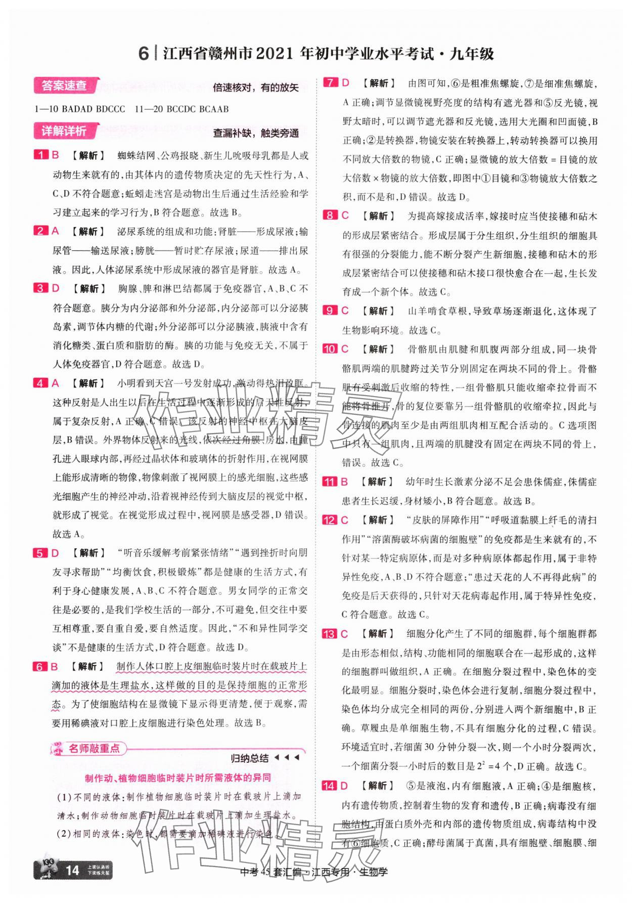 2025年金考卷45套匯編生物中考江西專版 第14頁(yè)