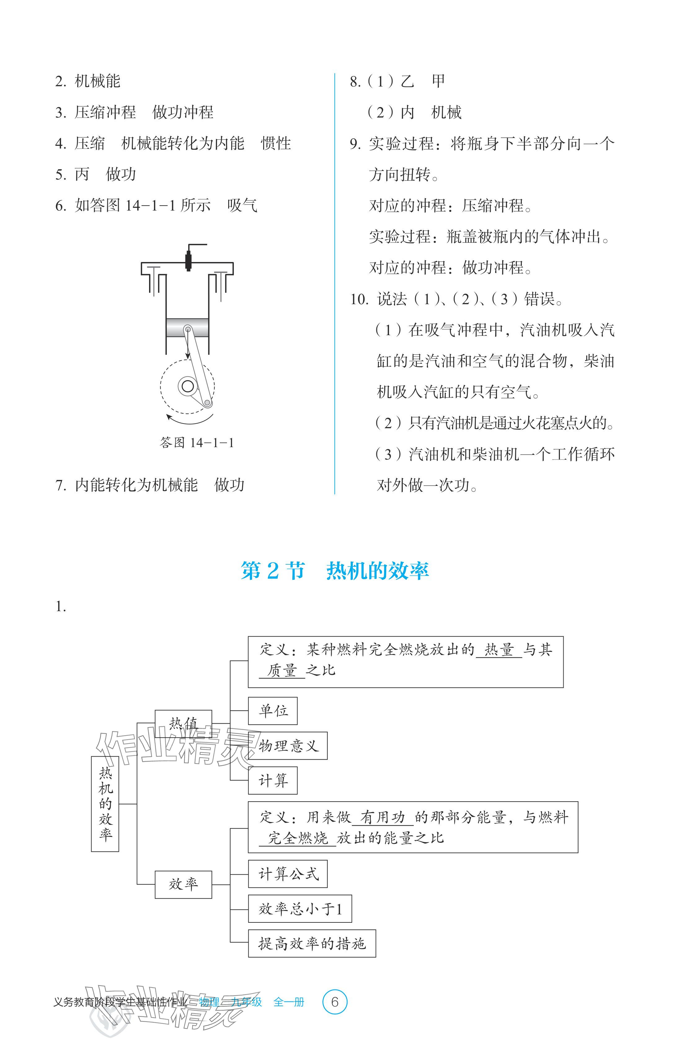 2024年學生基礎性作業(yè)九年級物理全一冊人教版 參考答案第6頁