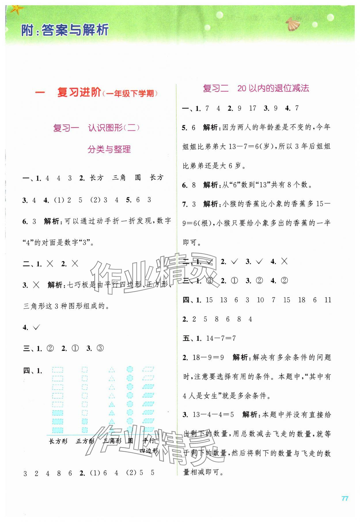 2024年暑期升级训练一年级数学人教版浙江教育出版社 第1页